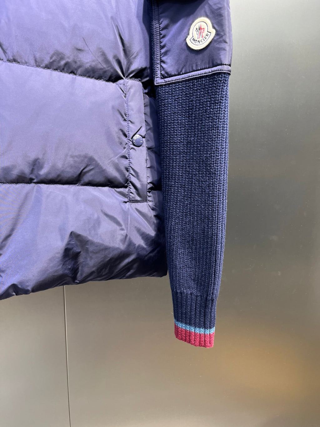 Moncler Knitted Patchwork Stand-Collar Jacket