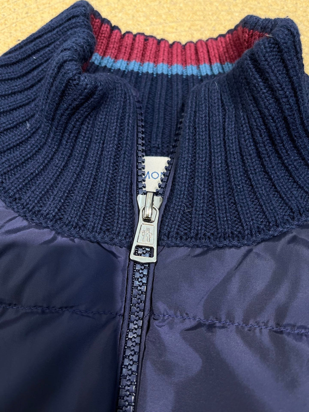 Moncler Knitted Patchwork Stand-Collar Jacket