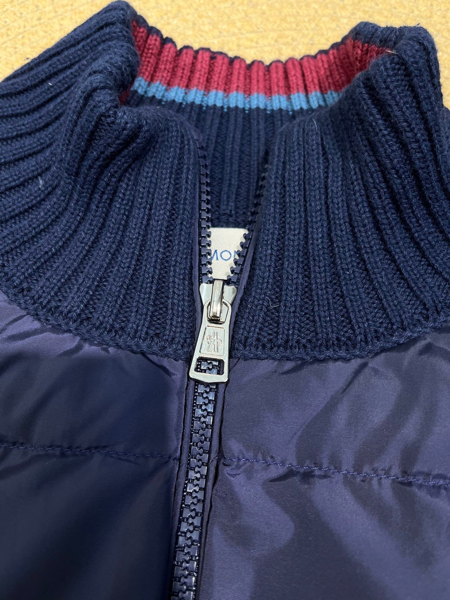 Moncler Knitted Patchwork Stand-Collar Jacket