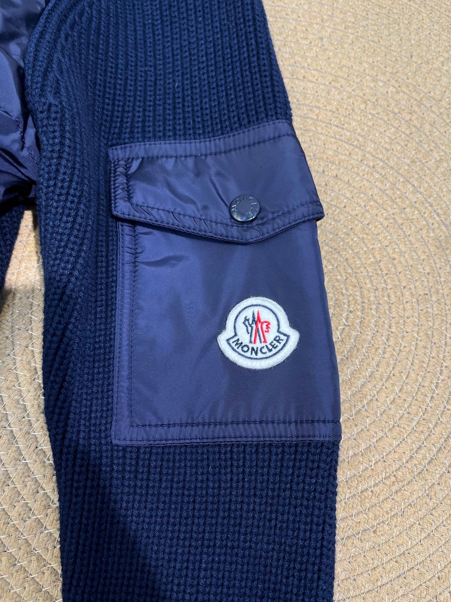 Moncler Knitted Patchwork Stand-Collar Jacket