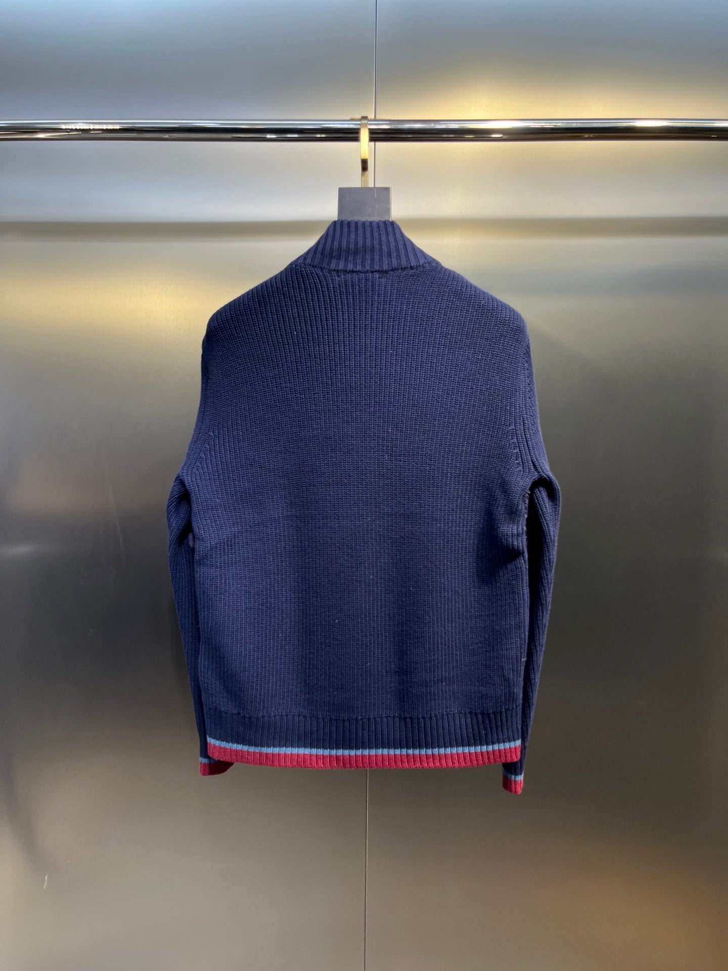 Moncler Knitted Patchwork Stand-Collar Jacket