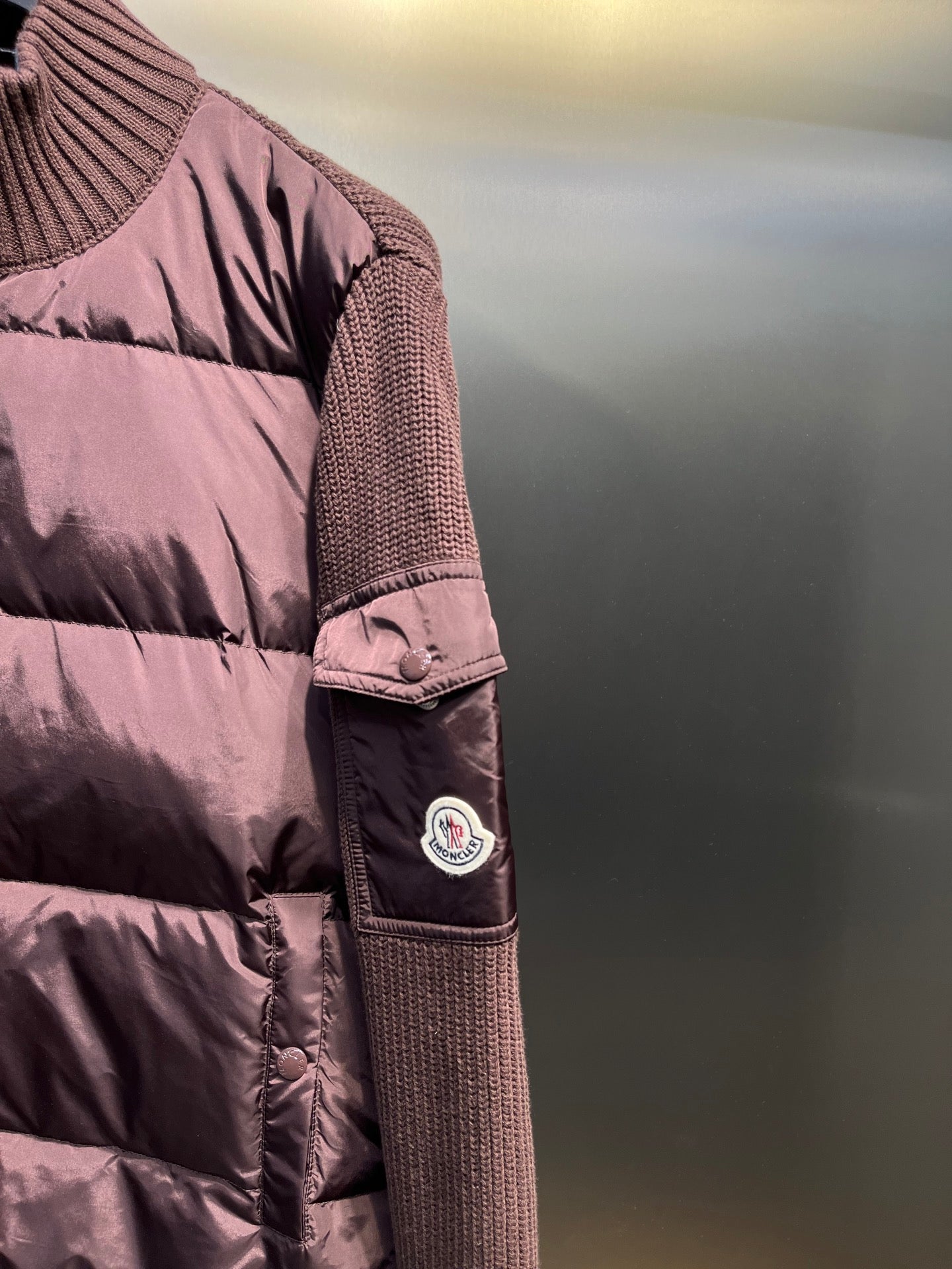 Moncler Knitted Patchwork Stand-Collar Jacket