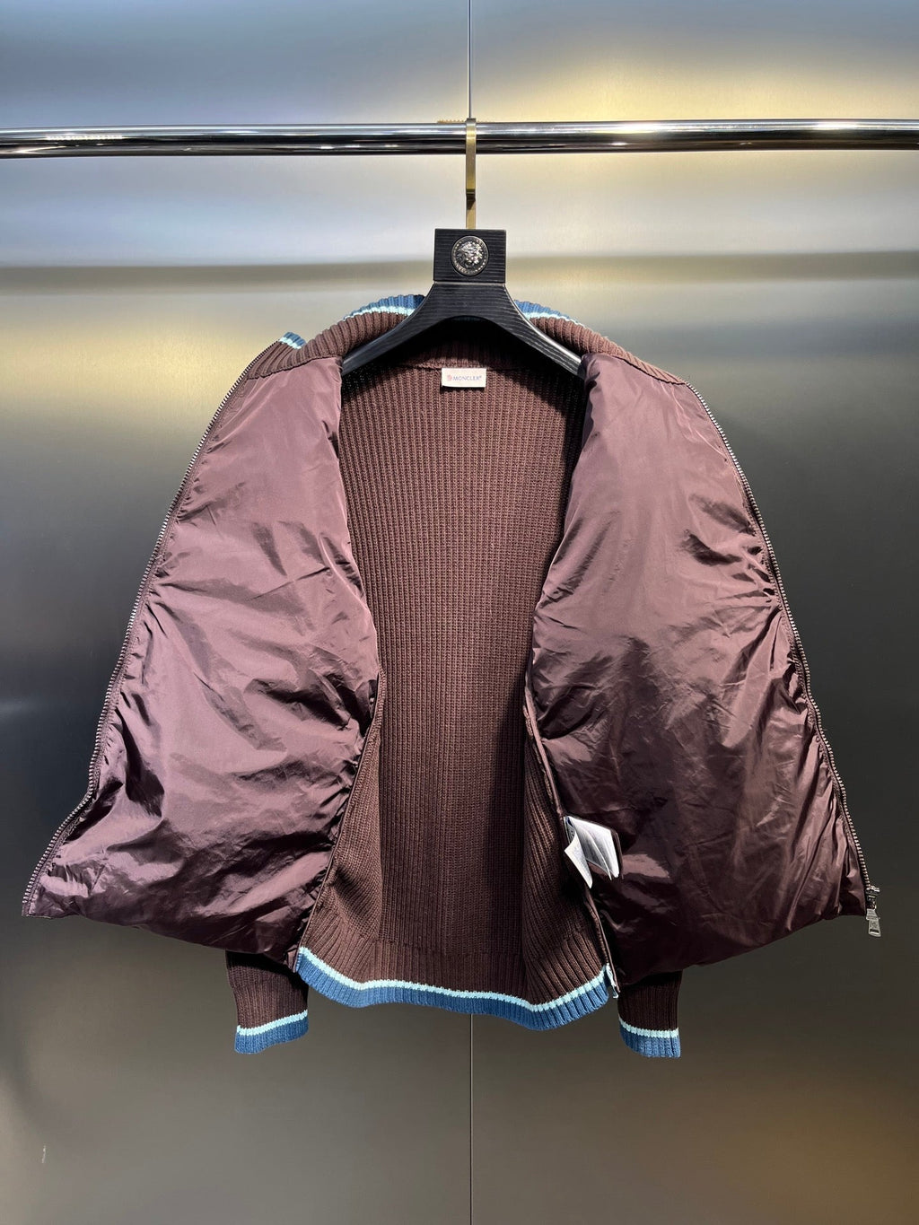 Moncler Knitted Patchwork Stand-Collar Jacket