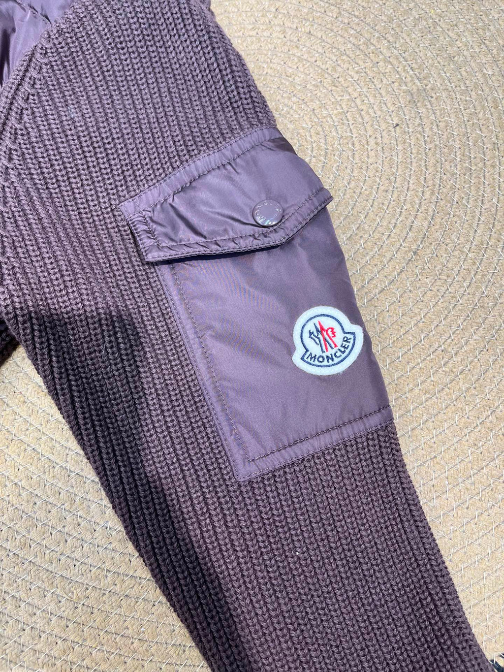 Moncler Knitted Patchwork Stand-Collar Jacket