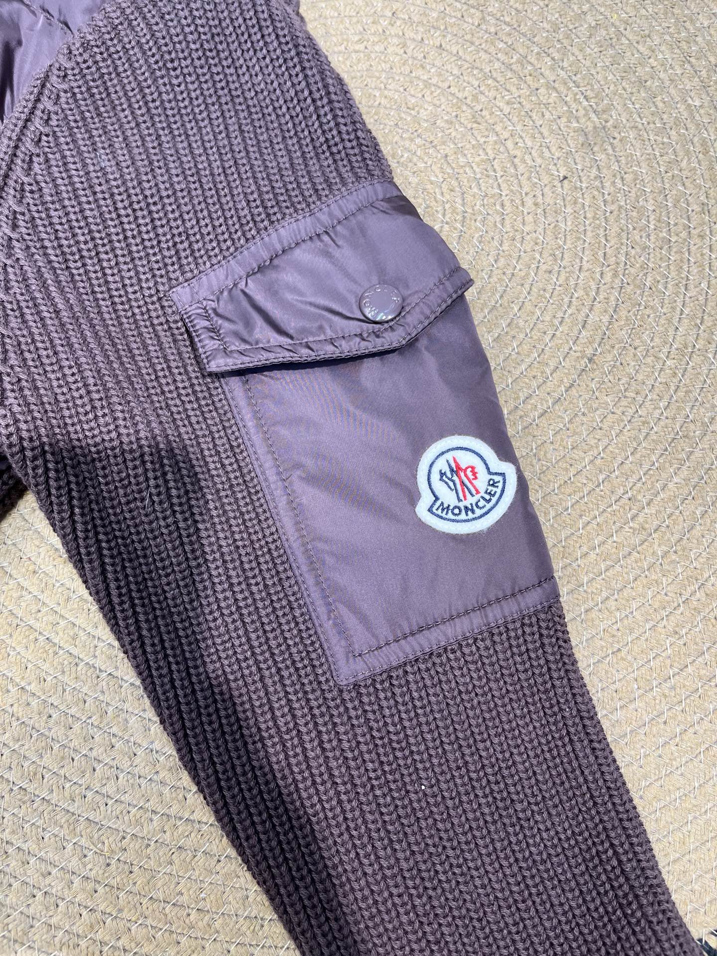 Moncler Knitted Patchwork Stand-Collar Jacket