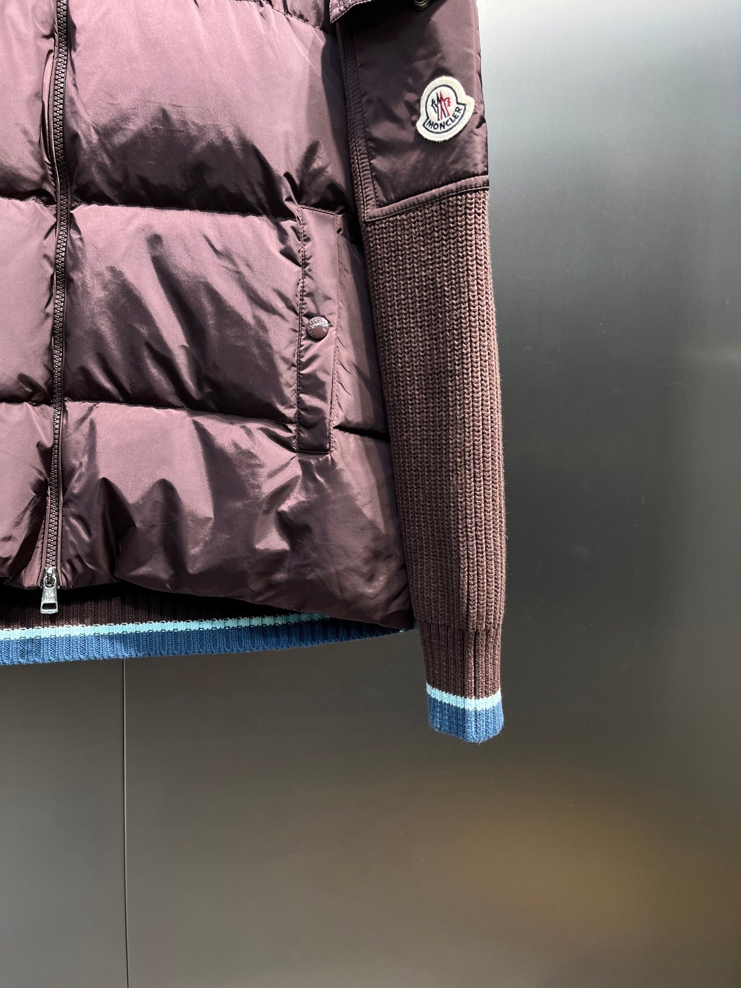 Moncler Knitted Patchwork Stand-Collar Jacket