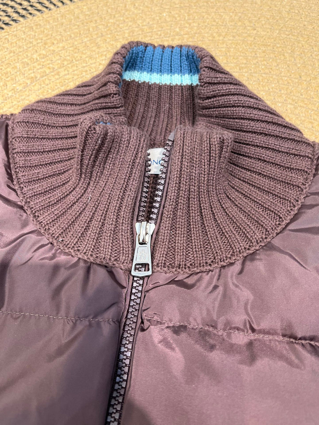 Moncler Knitted Patchwork Stand-Collar Jacket