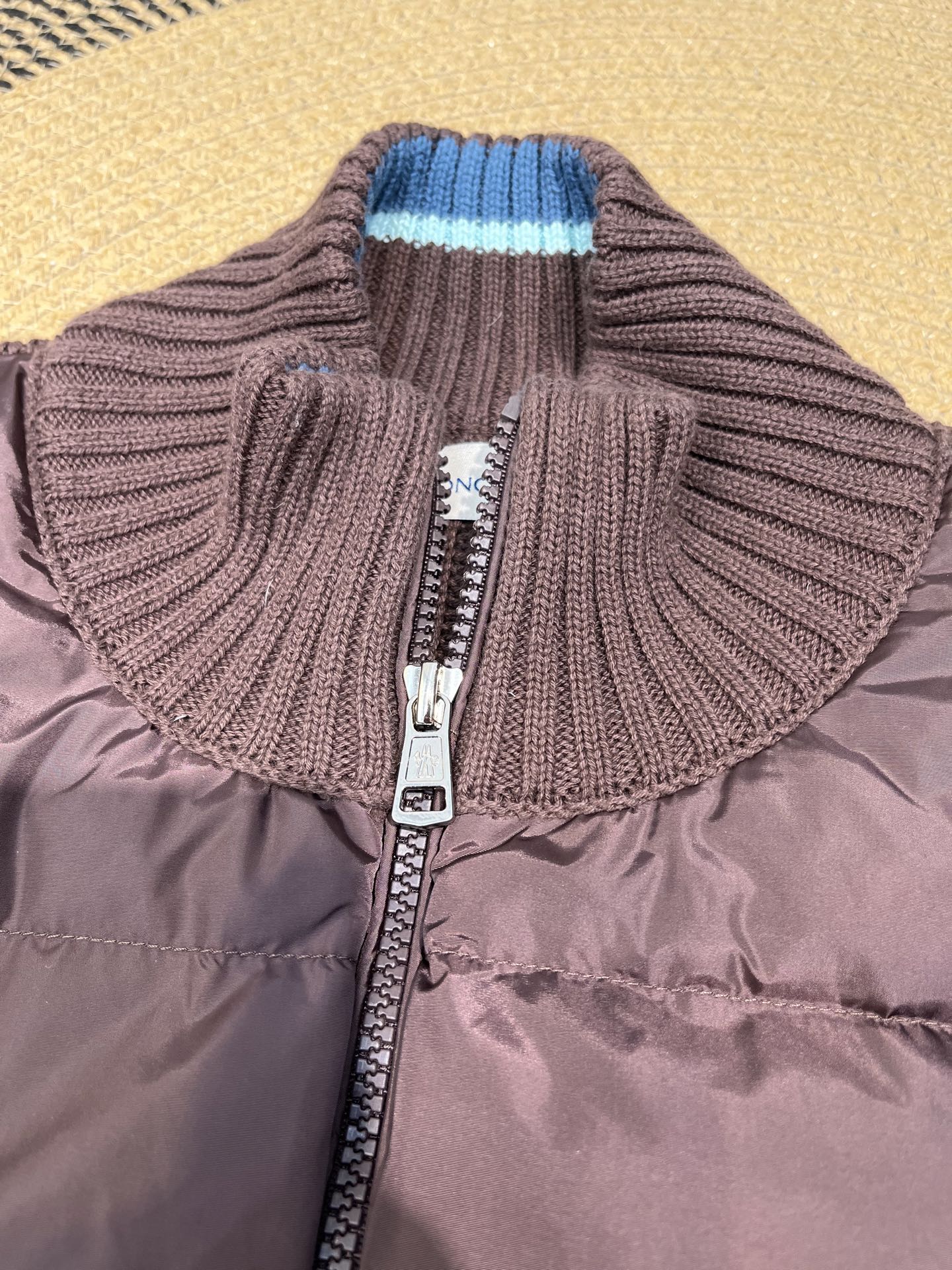 Moncler Knitted Patchwork Stand-Collar Jacket