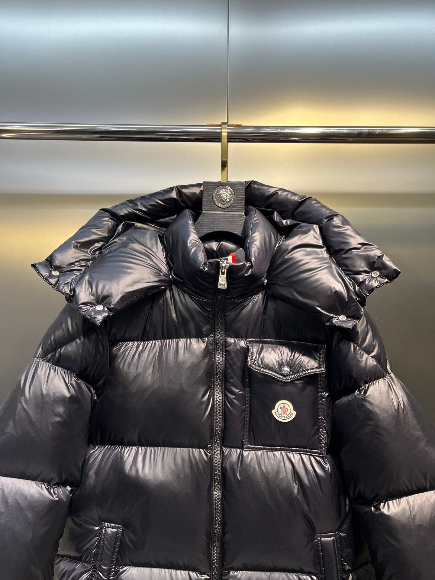 Moncler Maya Rainbow Stripe Down Jacket