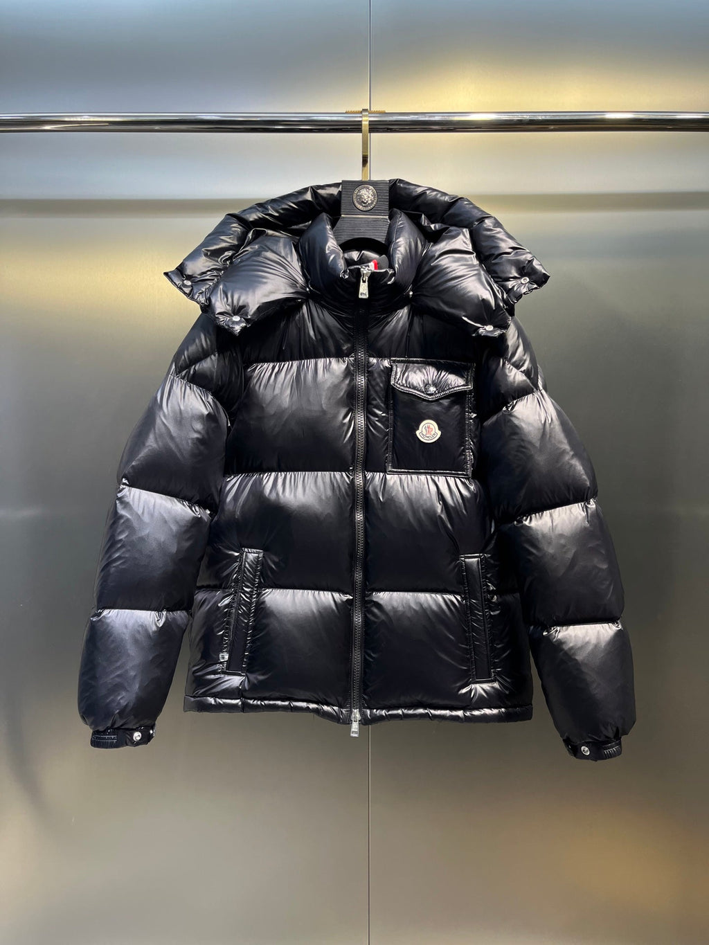 Moncler Maya Rainbow Stripe Down Jacket