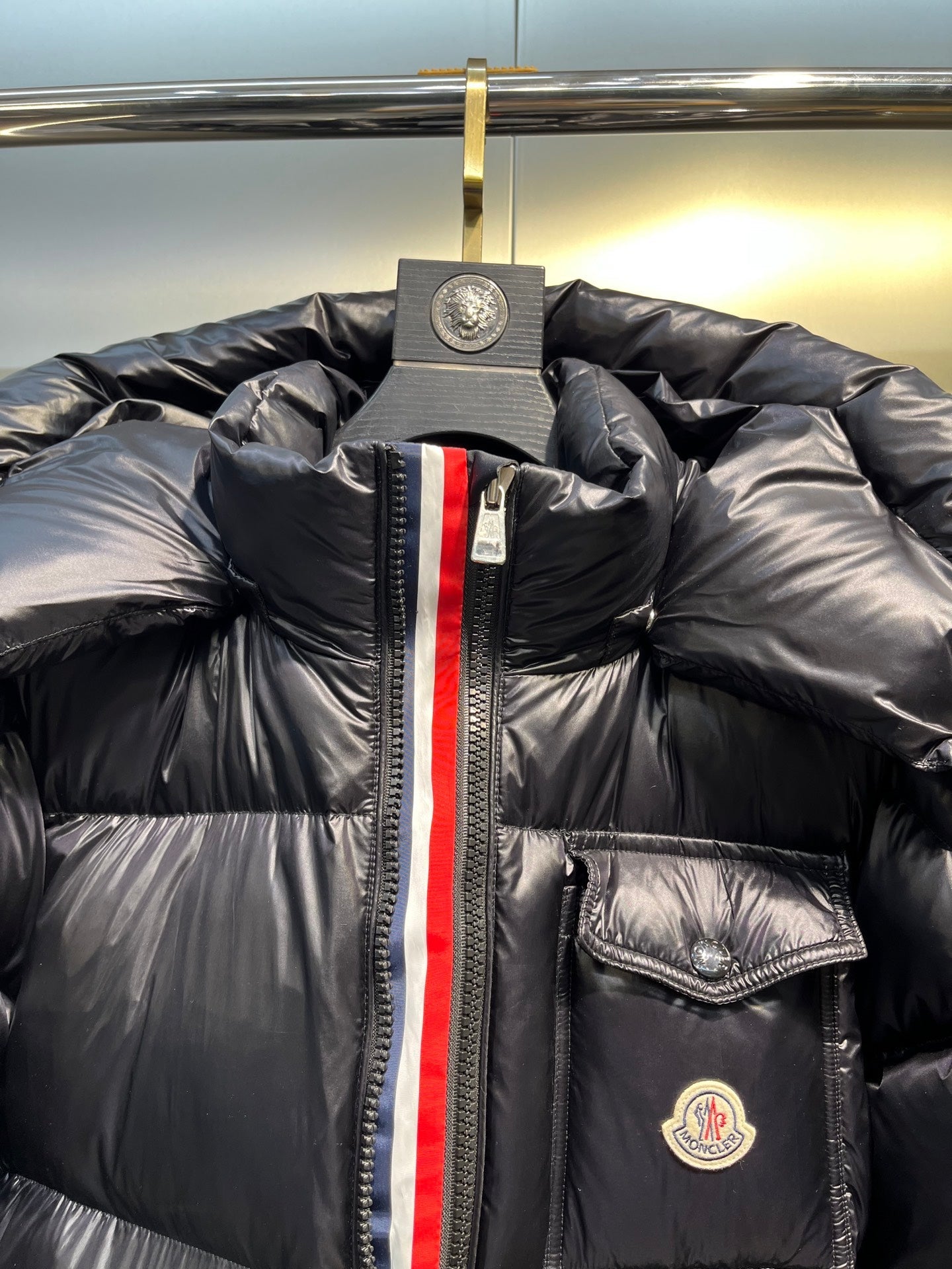 Moncler Maya Rainbow Stripe Down Jacket