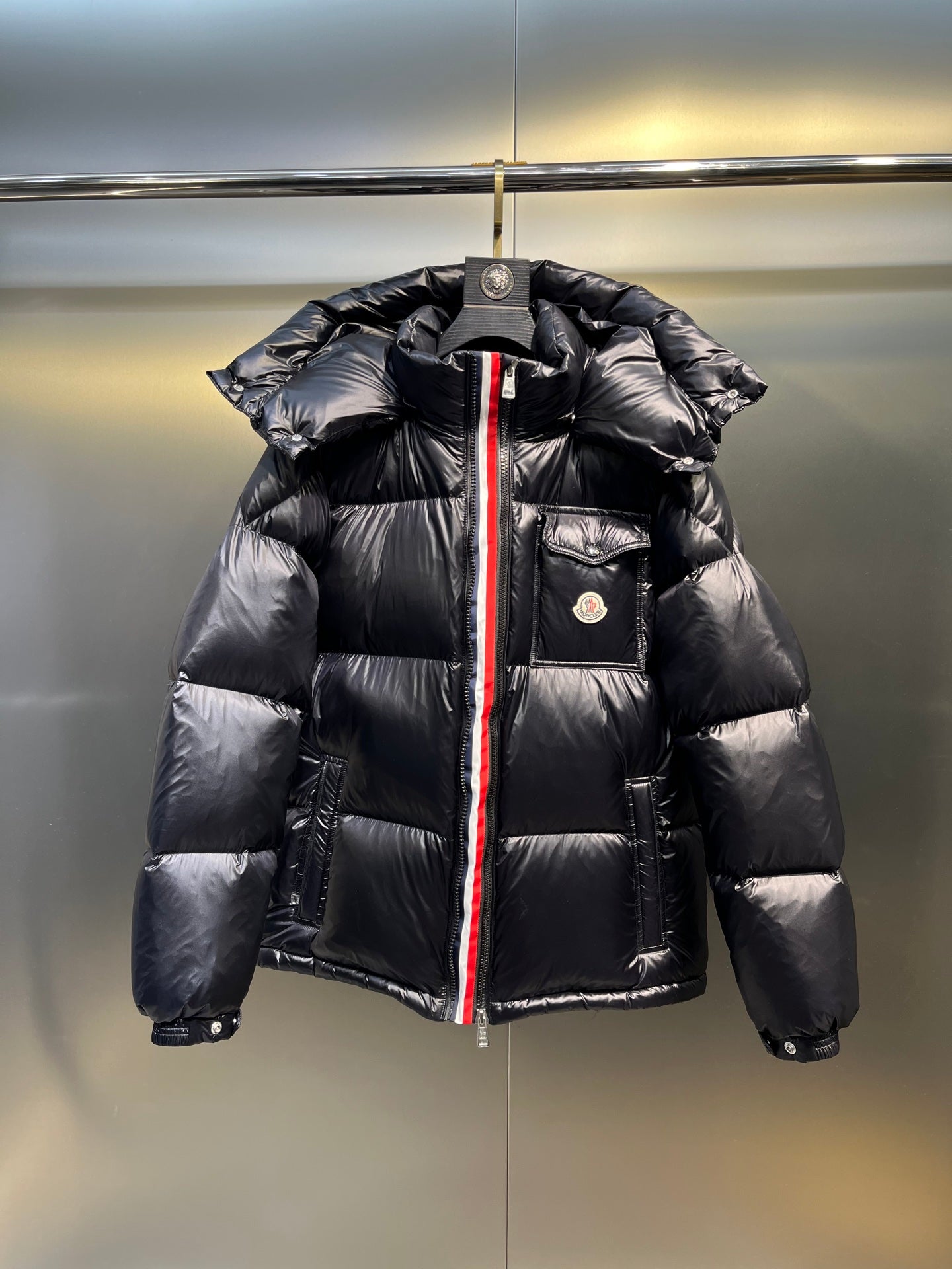 Moncler Maya Rainbow Stripe Down Jacket