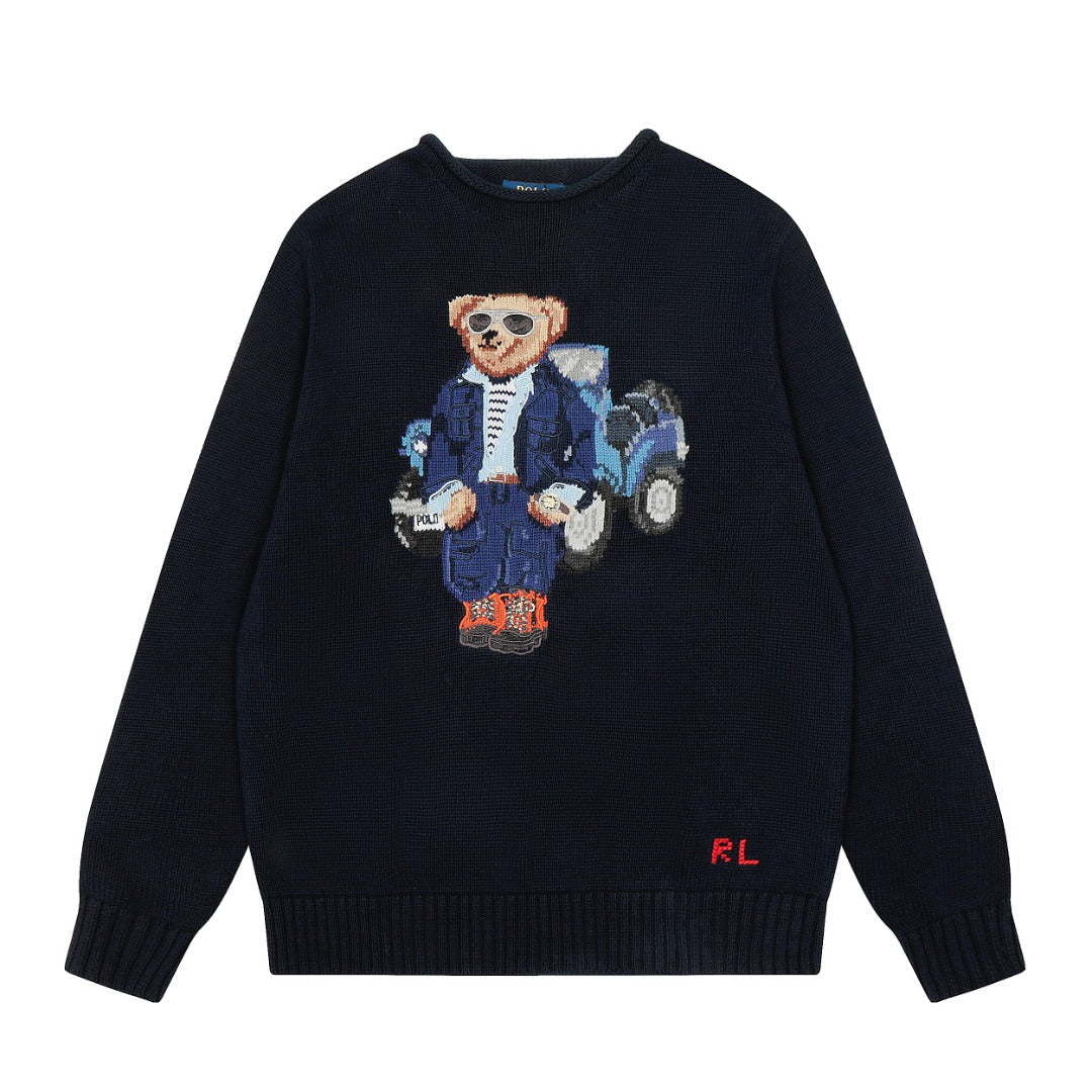 Ralph Lauren Heavy Craftsmanship Bear Vintage Car Knit Crewneck Sweater – Autumn/Winter