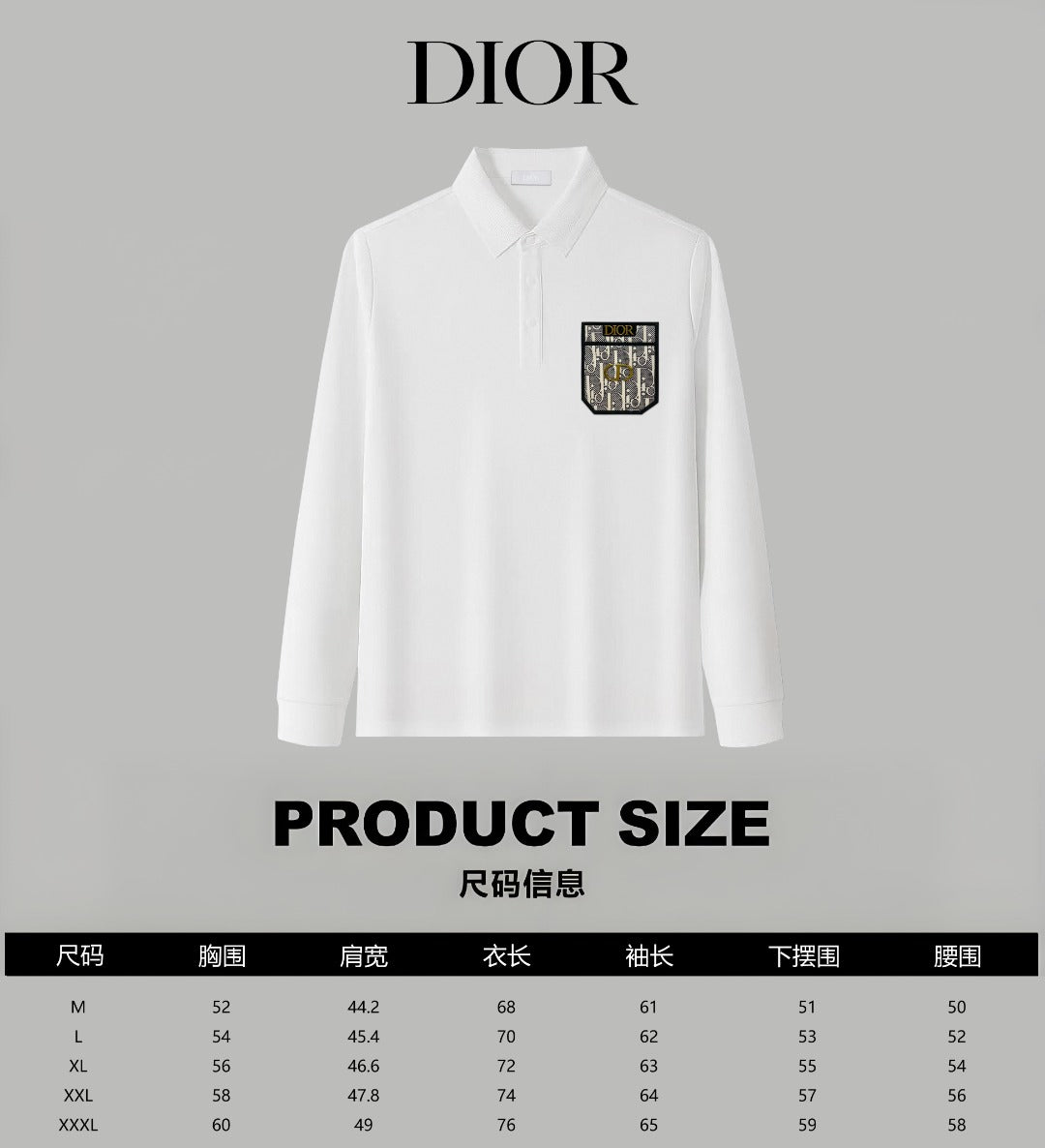 Dior Silk Long Sleeve Polo Shirt with Metal Patch