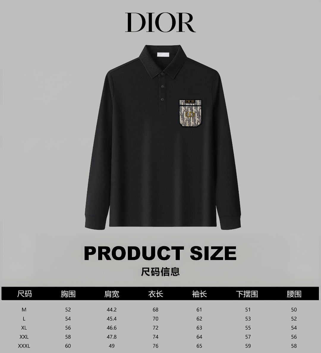 Dior Silk Long Sleeve Polo Shirt with Metal Patch
