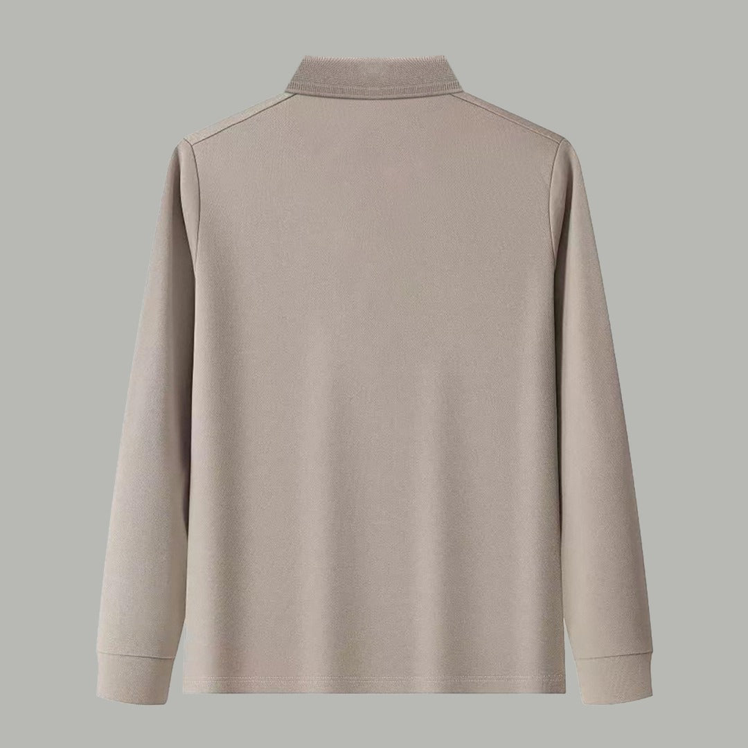 Dior Silk Long Sleeve Polo Shirt with Metal Patch