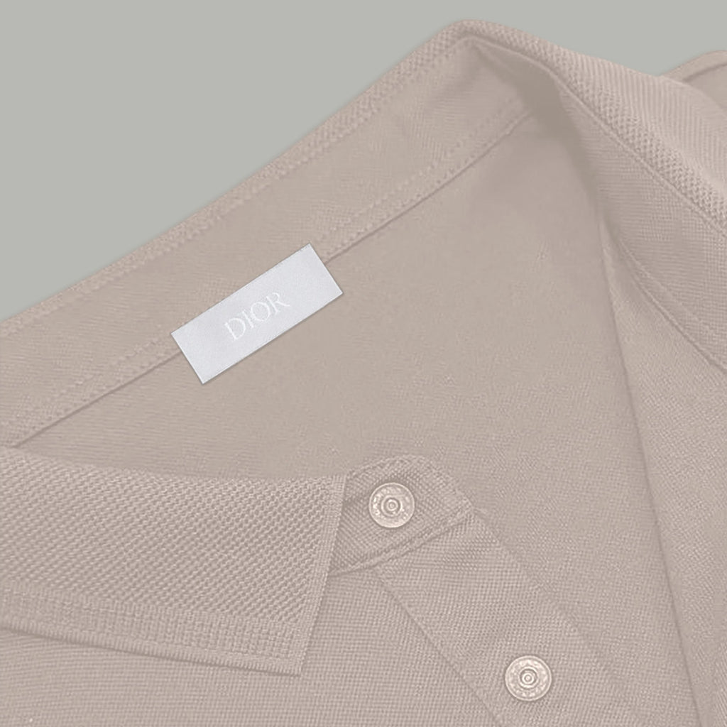 Dior Silk Long Sleeve Polo Shirt with Metal Patch