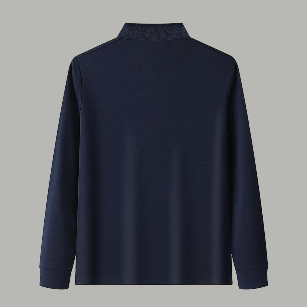 Dior Silk Long Sleeve Polo Shirt with Metal Patch