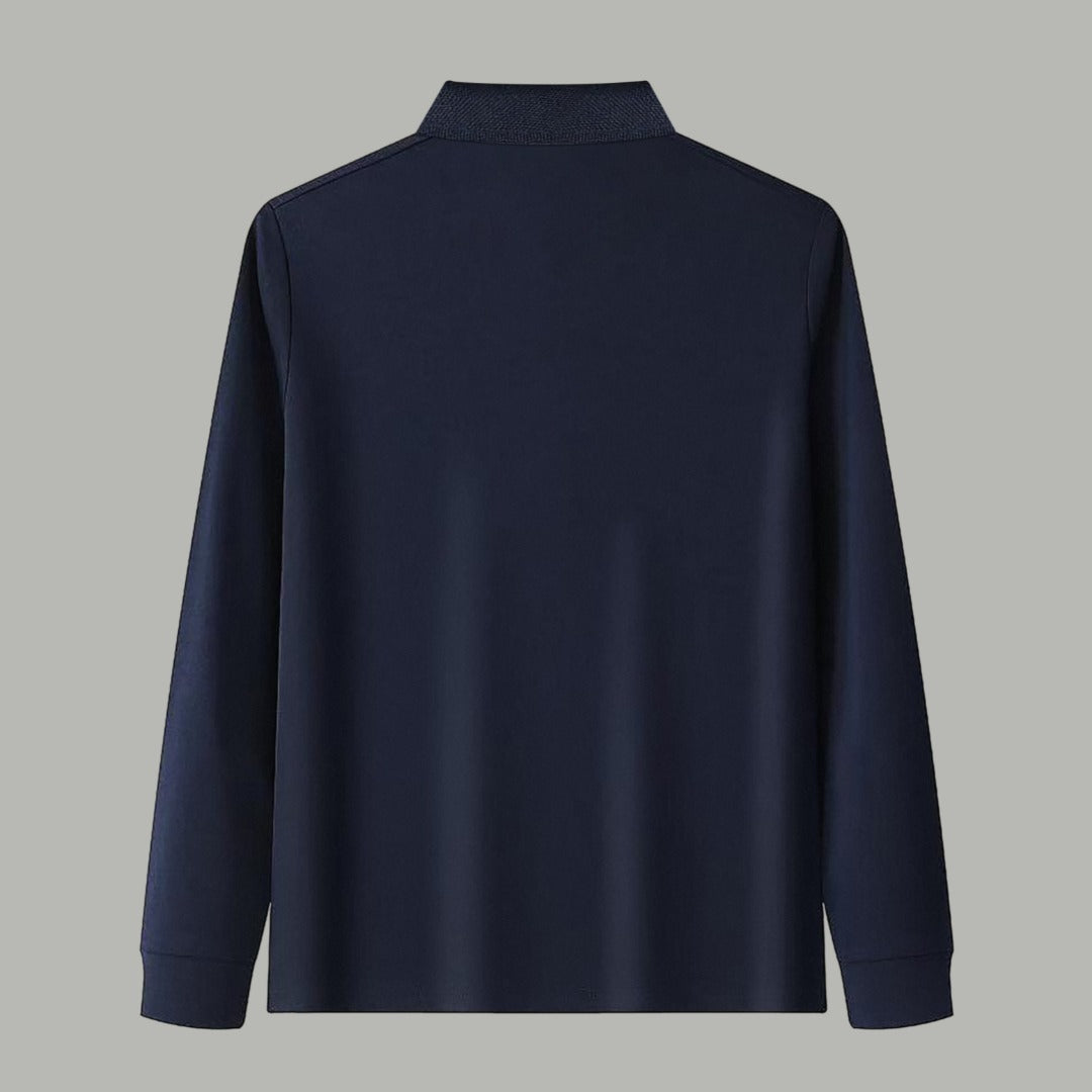 Dior Silk Long Sleeve Polo Shirt with Metal Patch