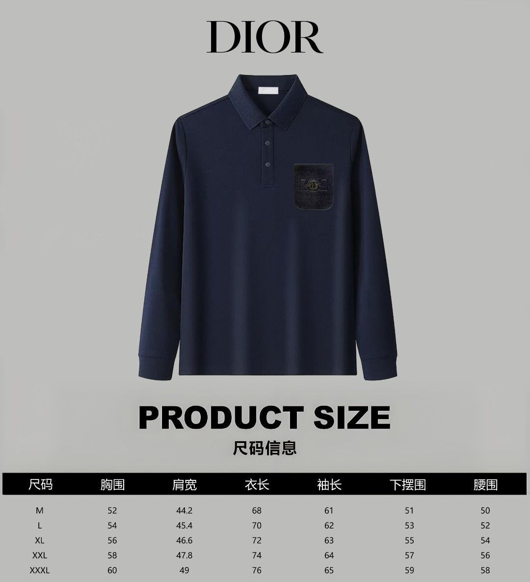 Dior Silk Long Sleeve Polo Shirt with Metal Patch