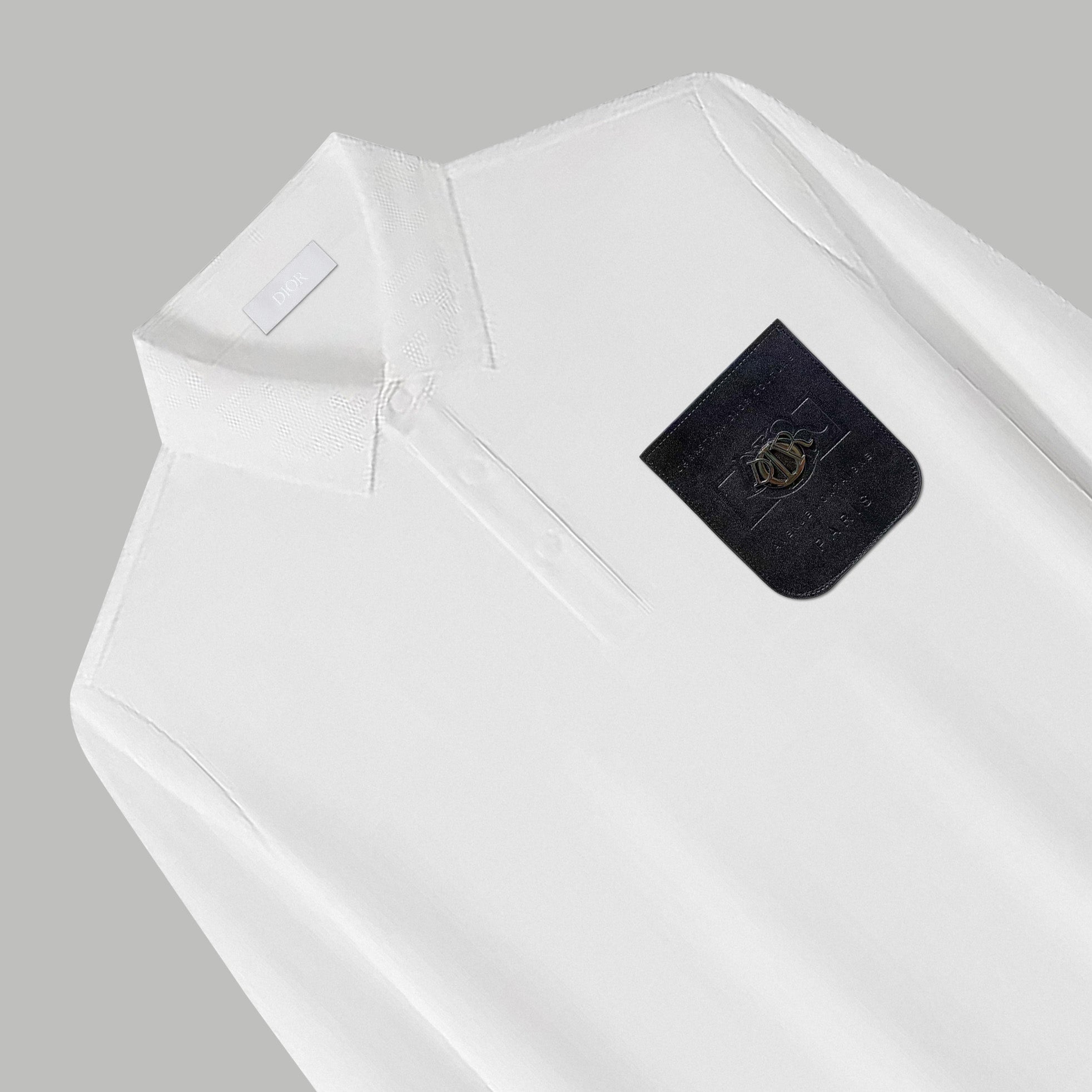 Dior Silk Long Sleeve Polo Shirt with Metal Patch