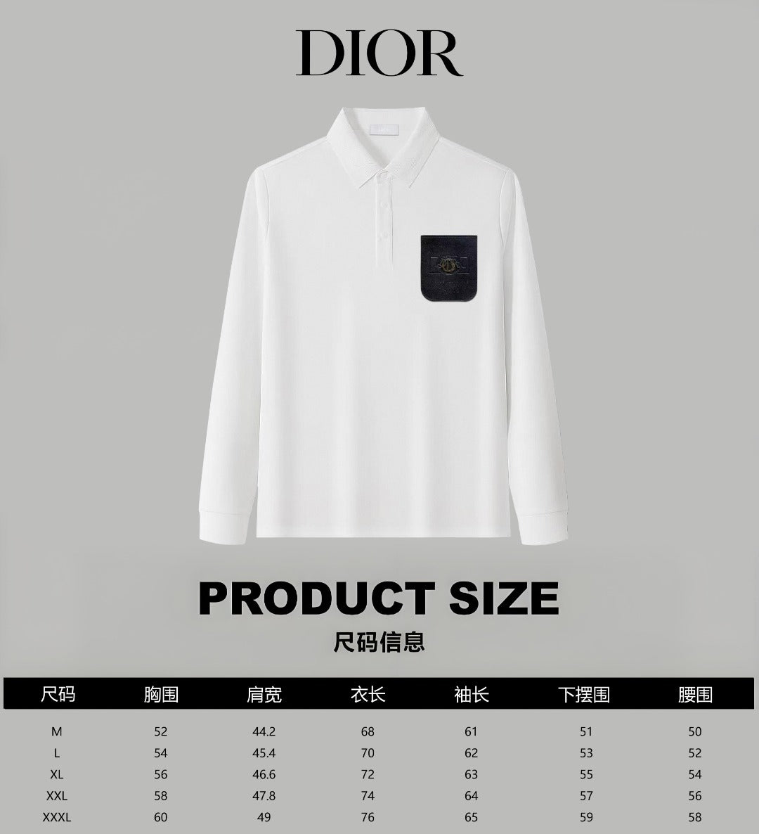 Dior Silk Long Sleeve Polo Shirt with Metal Patch