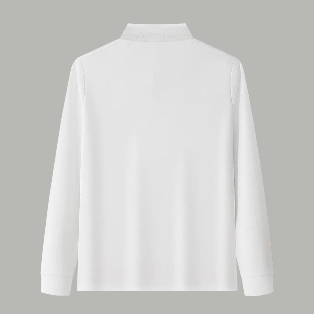 Dior Silk Long Sleeve Polo Shirt with Metal Patch
