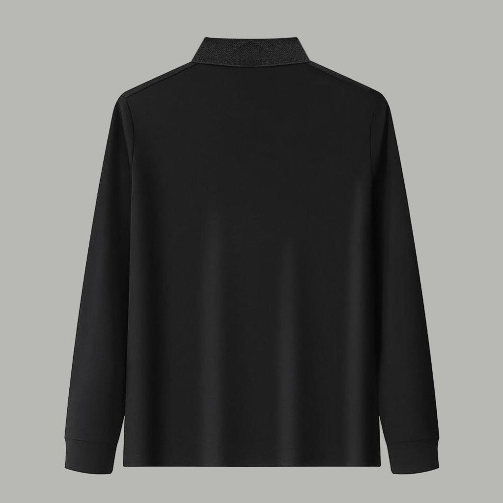 Dior Silk Long Sleeve Polo Shirt with Metal Patch