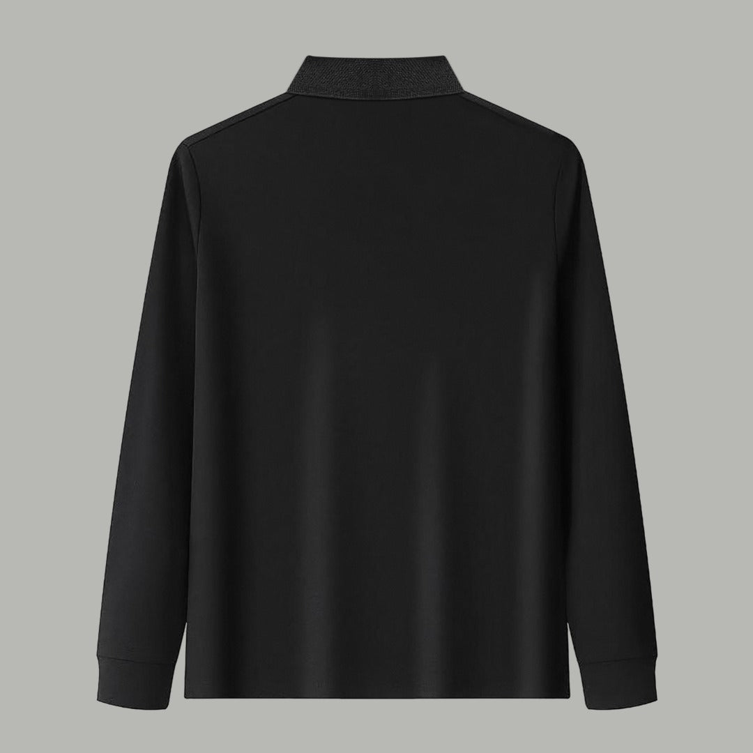 Dior Silk Long Sleeve Polo Shirt with Metal Patch