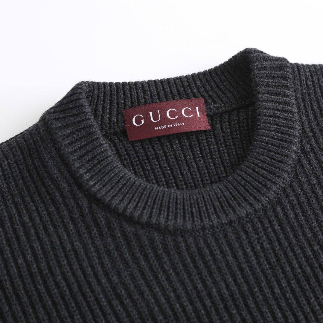 Gucci Wool Cashmere Blend Ribbed Knit Sweater