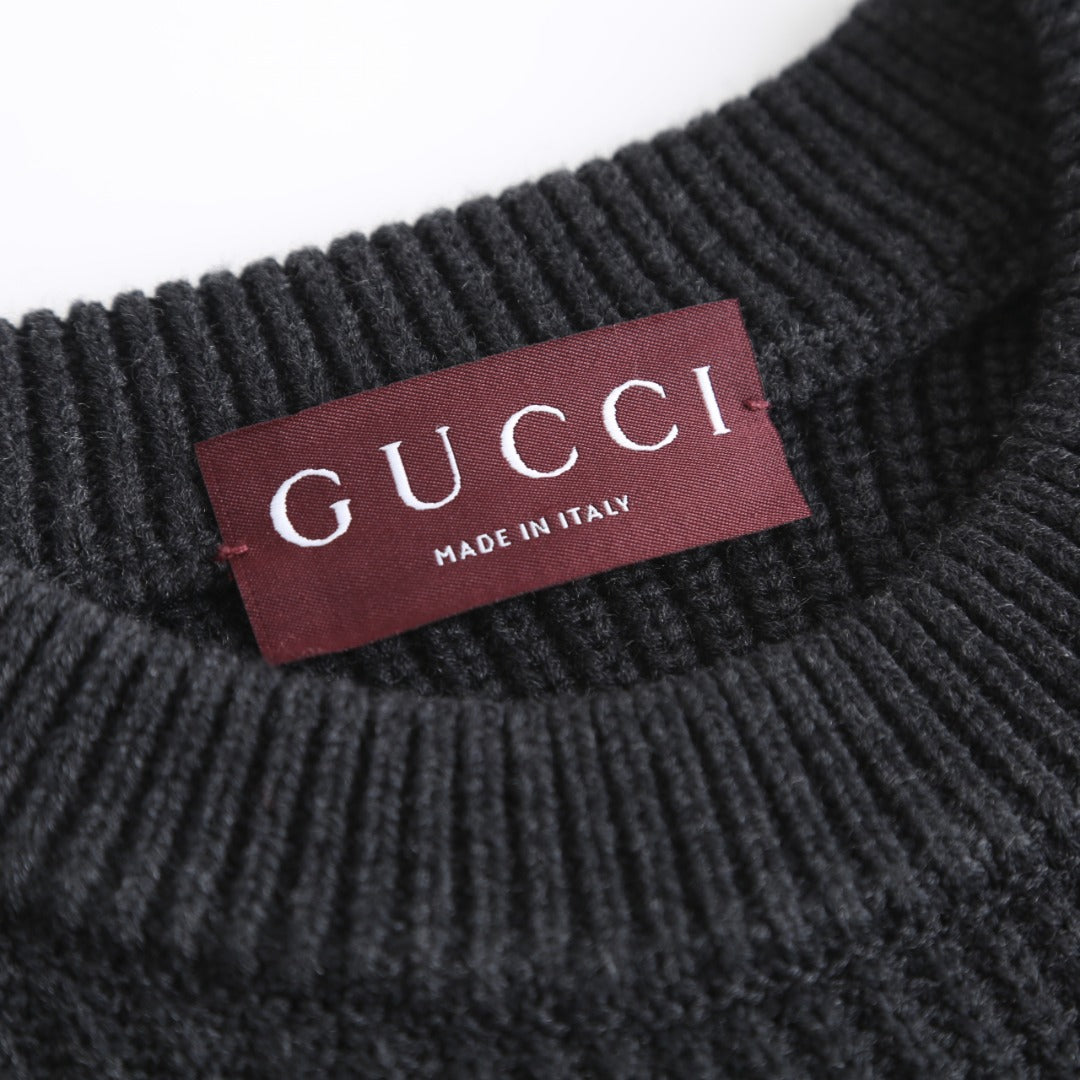 Gucci Wool Cashmere Blend Ribbed Knit Sweater