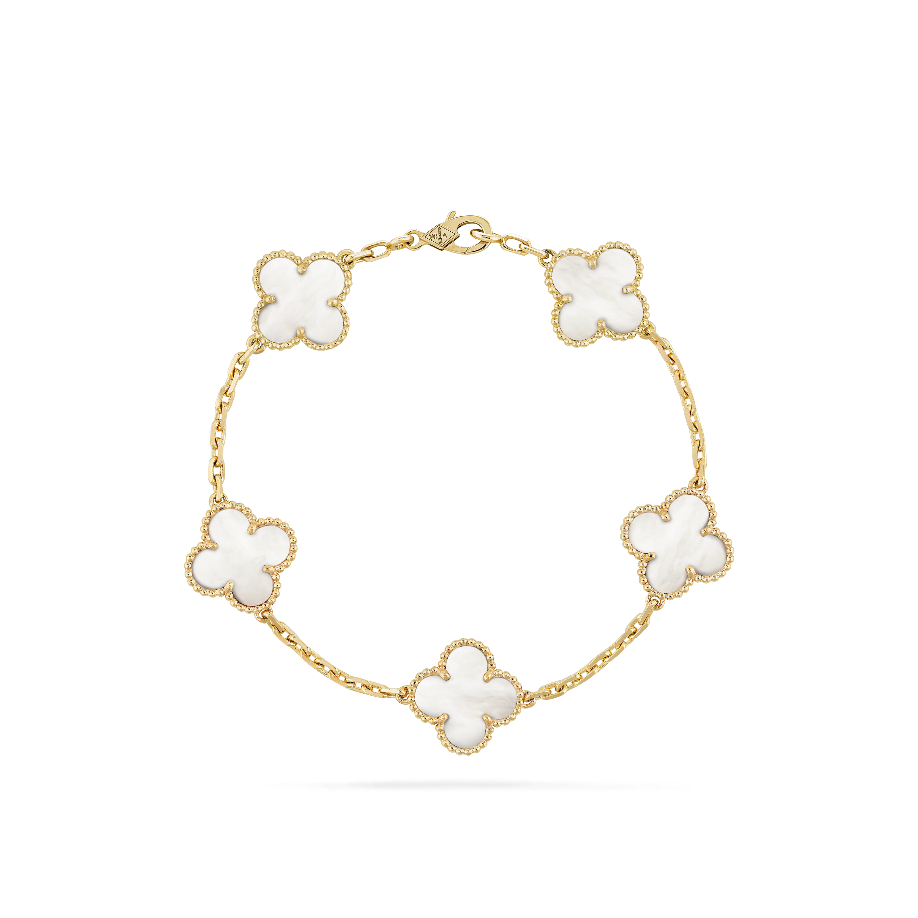 VAN CLEEF VINTAGE ALHAMBRA BRACELET - GOLD/WHITE