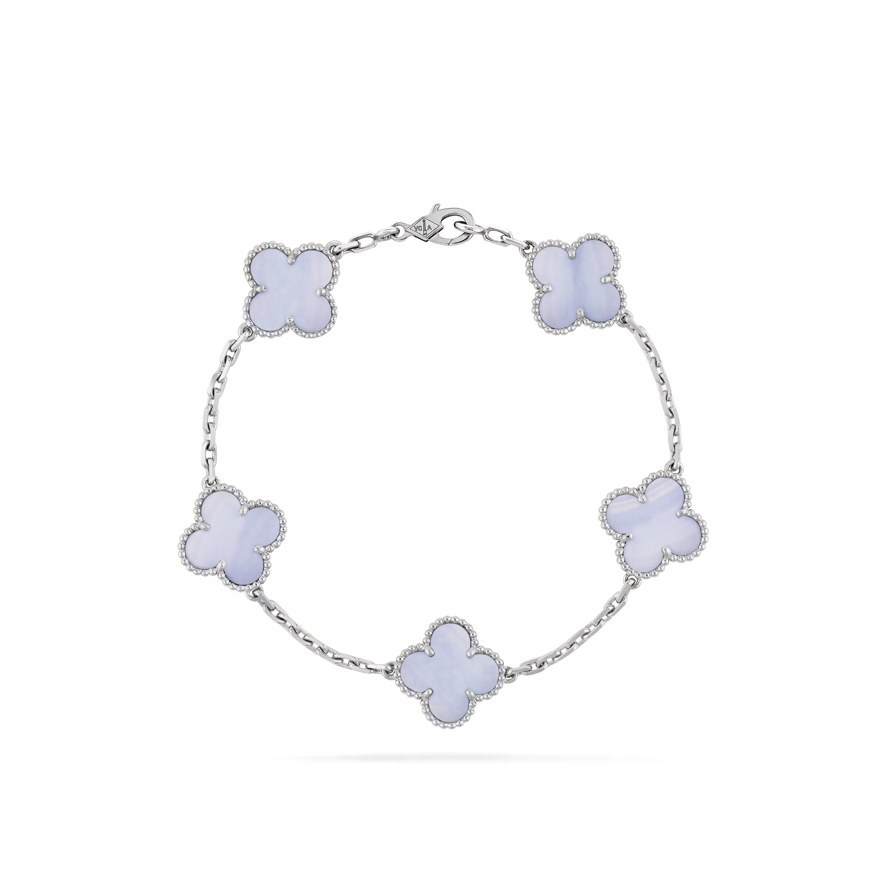VAN CLEEF VINTAGE ALHAMBRA BRACELET - SILVER/WHITE