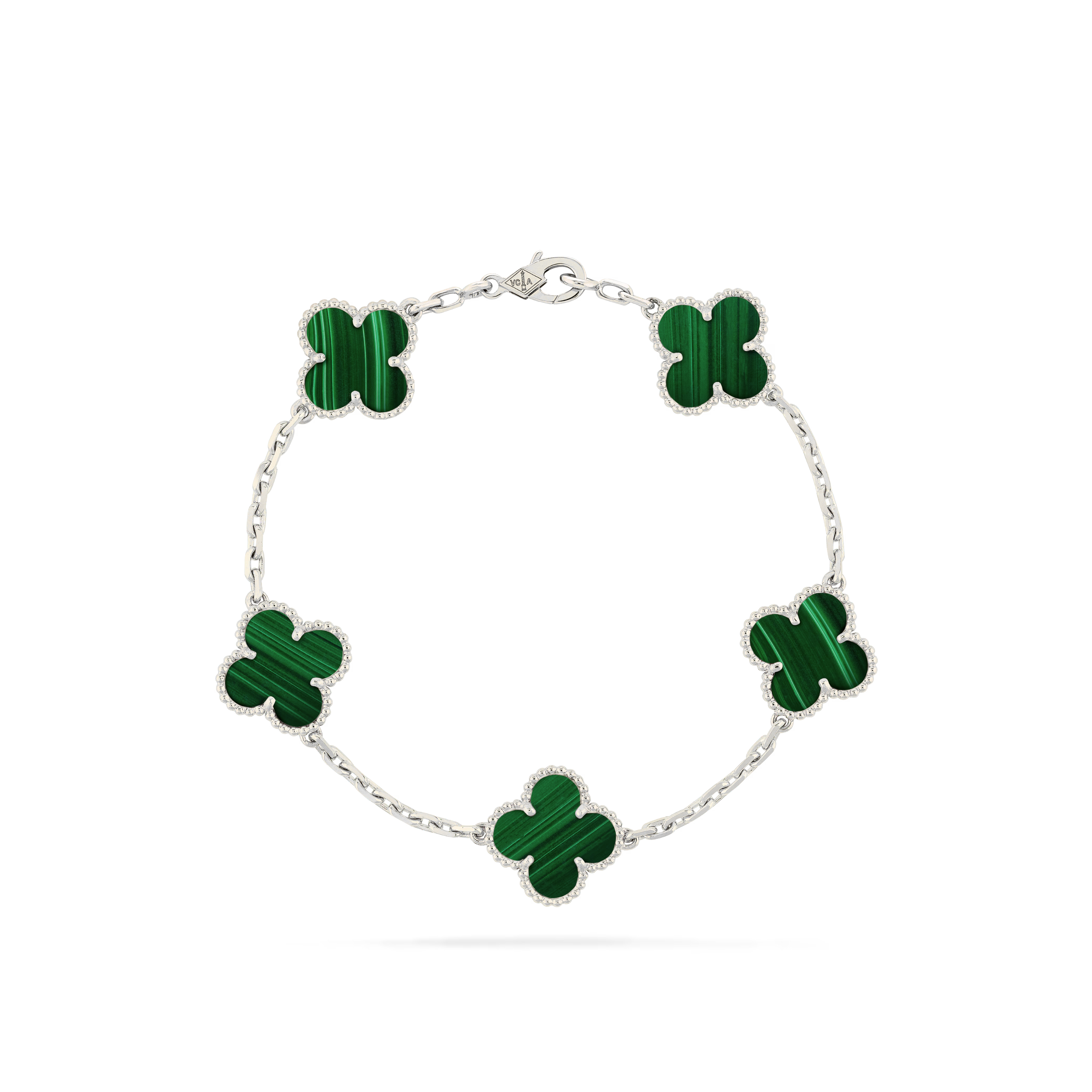 VAN CLEEF VINTAGE ALHAMBRA BRACELET - SILVER/GREEN