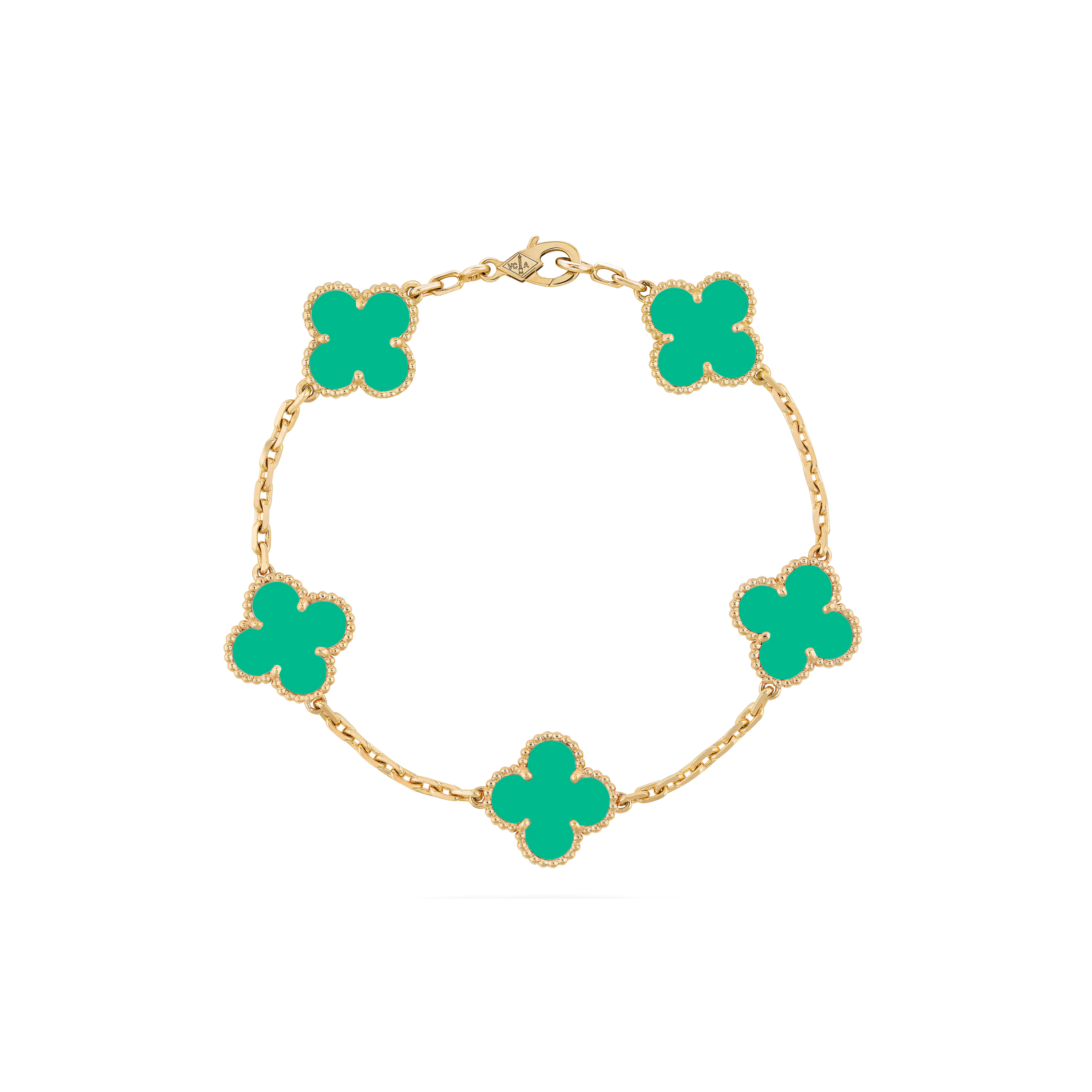 VAN CLEEF VINTAGE ALHAMBRA BRACELET - GOLD/TEAL