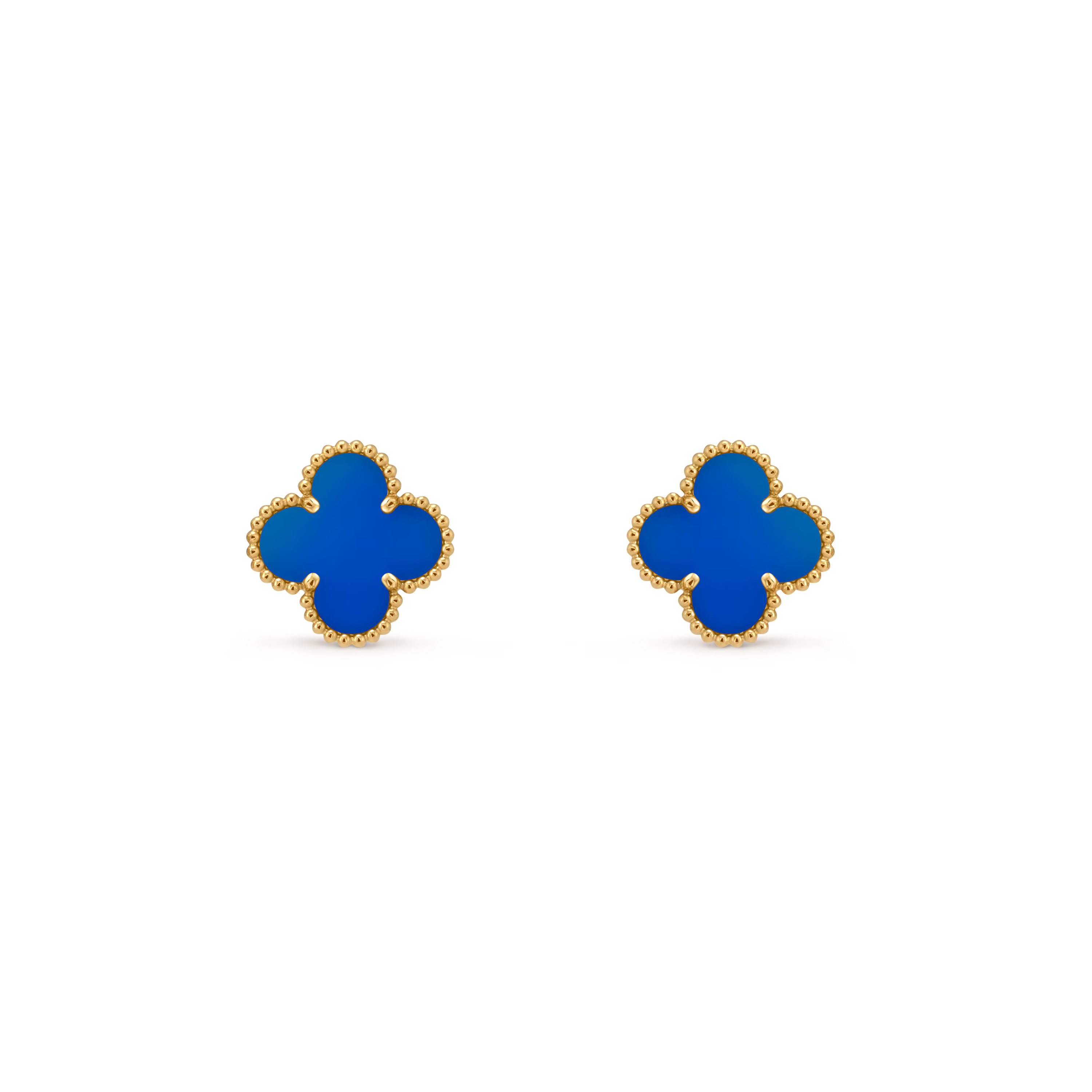 VAN CLEEF VINTAGE ALHAMBRA EAR STUDS - GOLD/BLUE