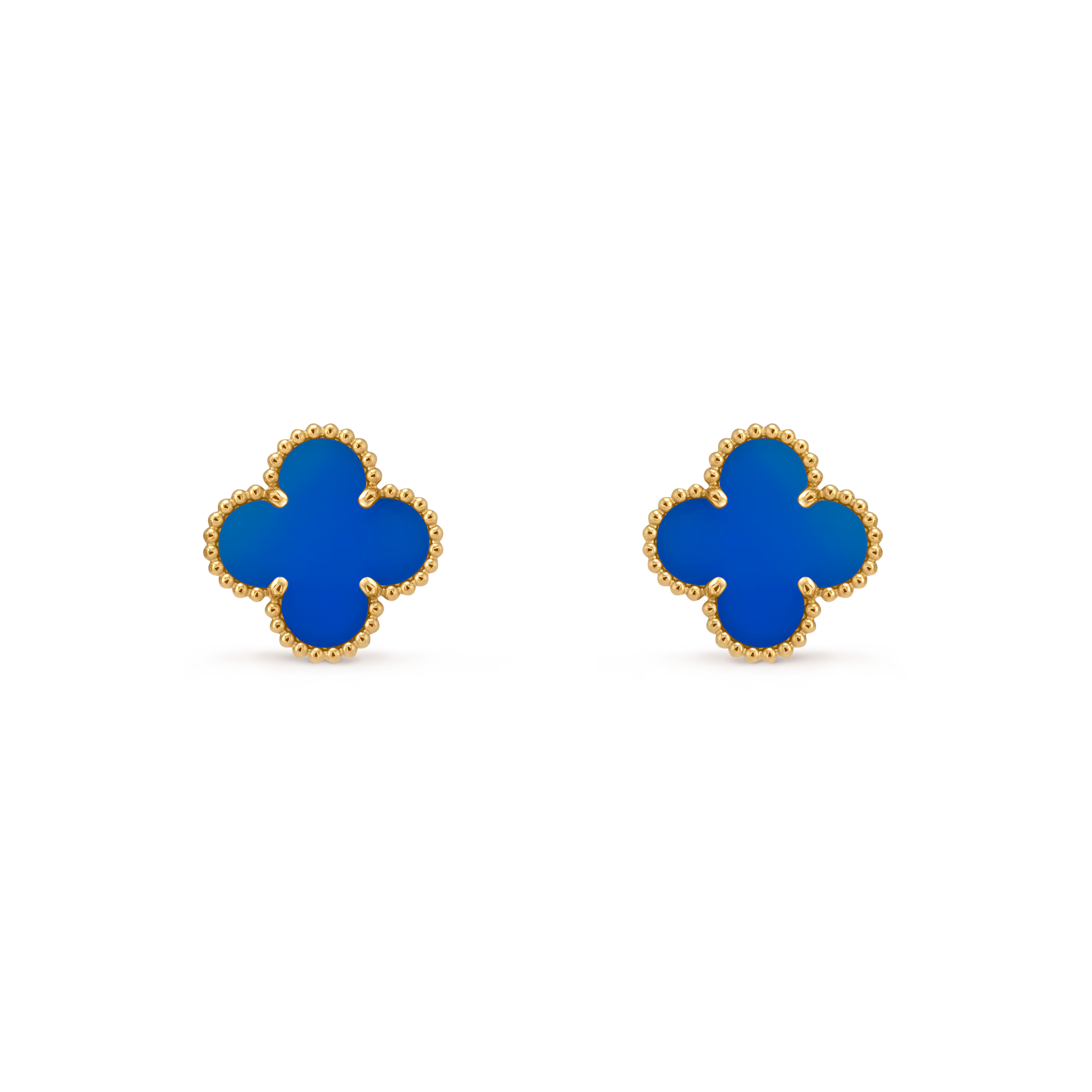 VAN CLEEF VINTAGE ALHAMBRA EARRINGS - GOLD/BLUE