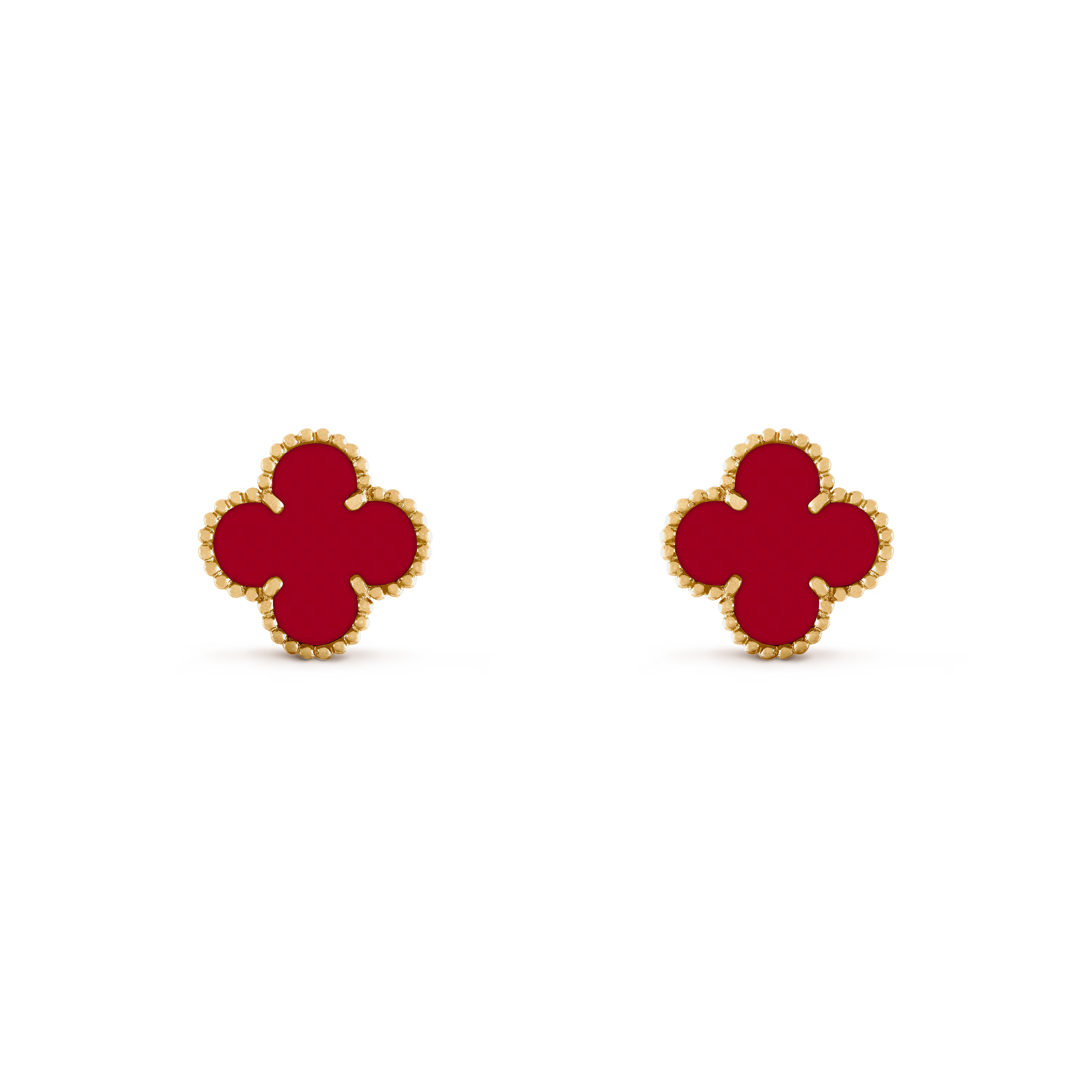 VAN CLEEF VINTAGE ALHAMBRA EARRINGS - GOLD/RED