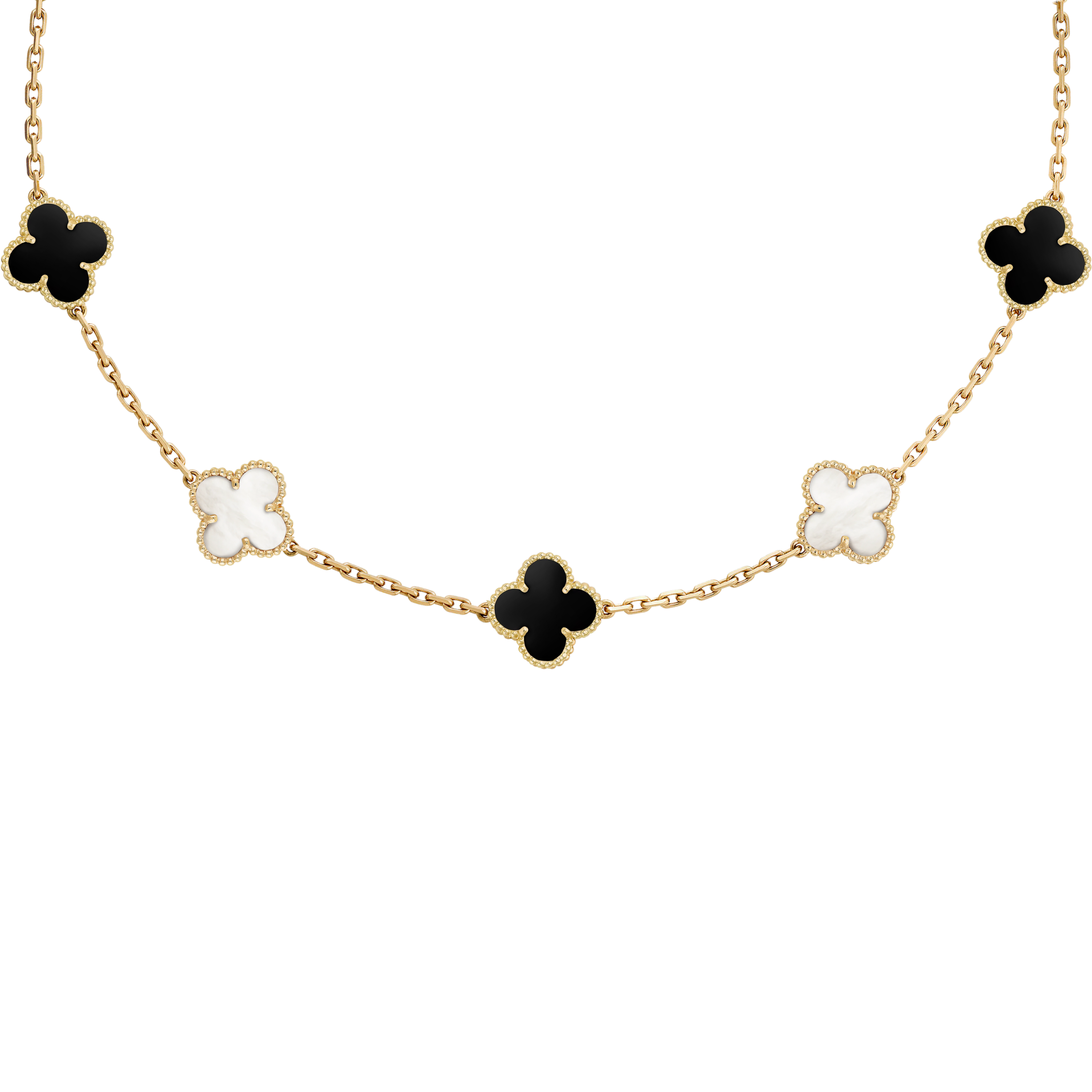 VAN CLEEF VINTAGE ALHAMBRA NECKLACE  - GOLD/BLACK/WHITE