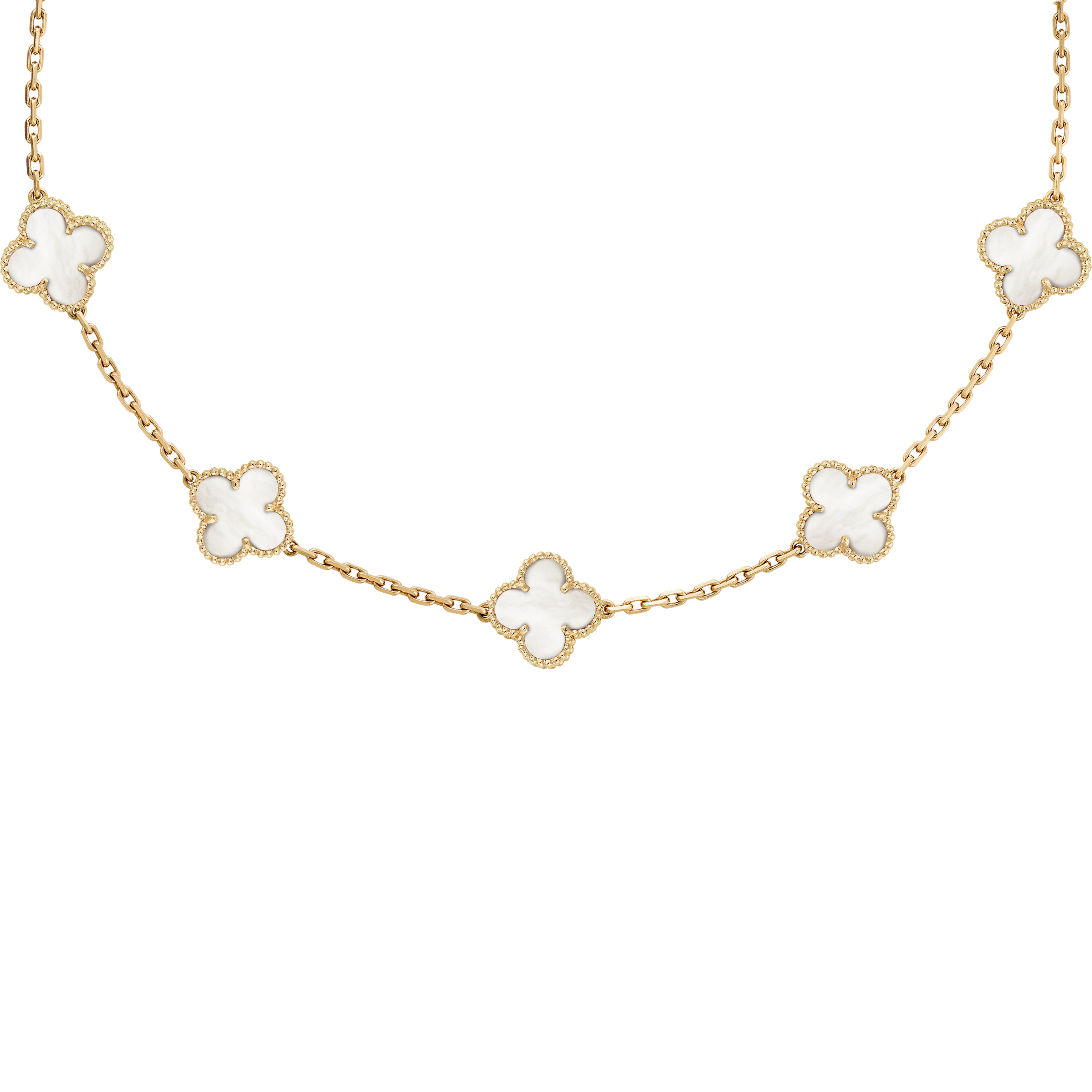 VAN CLEEF VINTAGE ALHAMBRA NECKLACE  - GOLD/WHITE