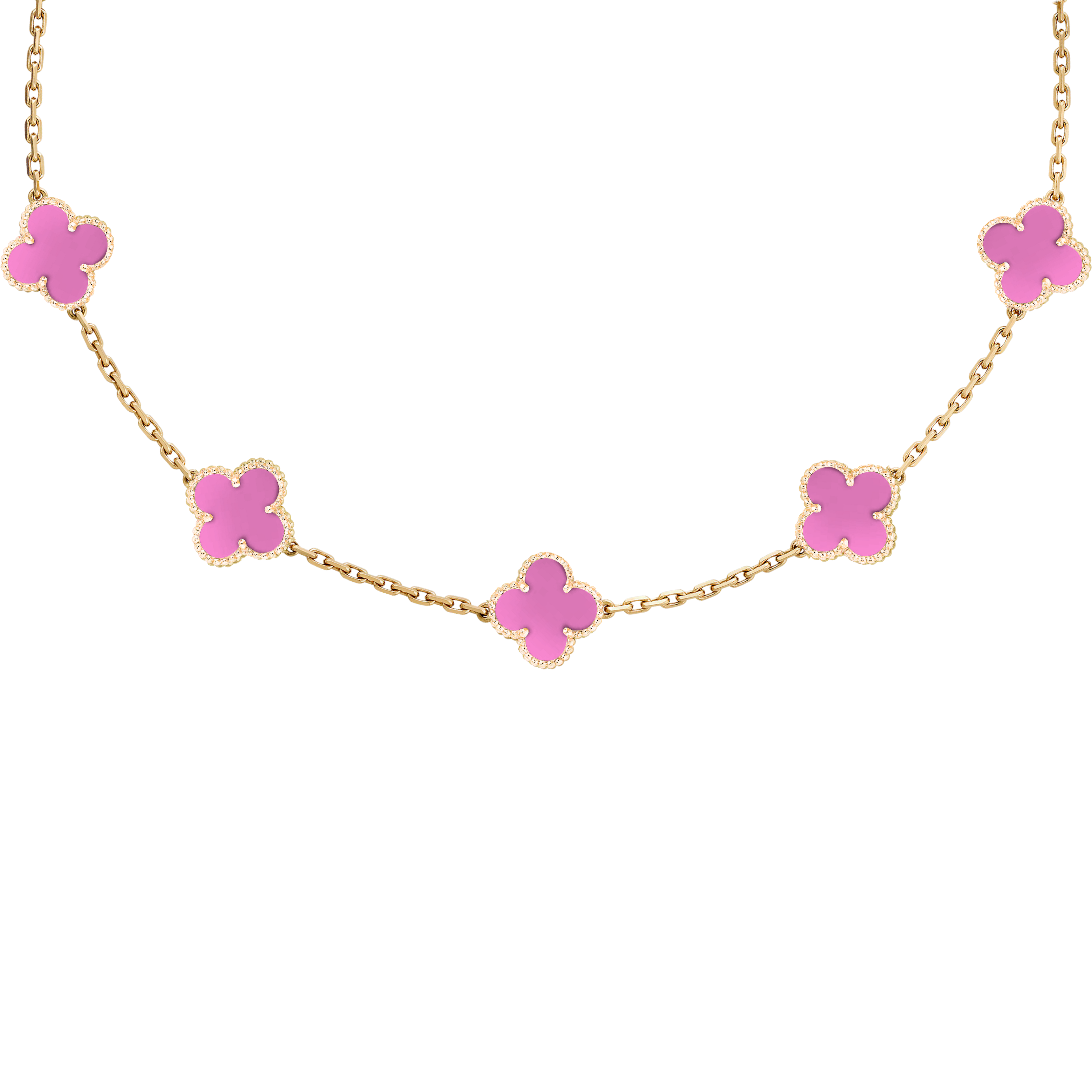 VAN CLEEF VINTAGE ALHAMBRA NECKLACE - GOLD/PINK