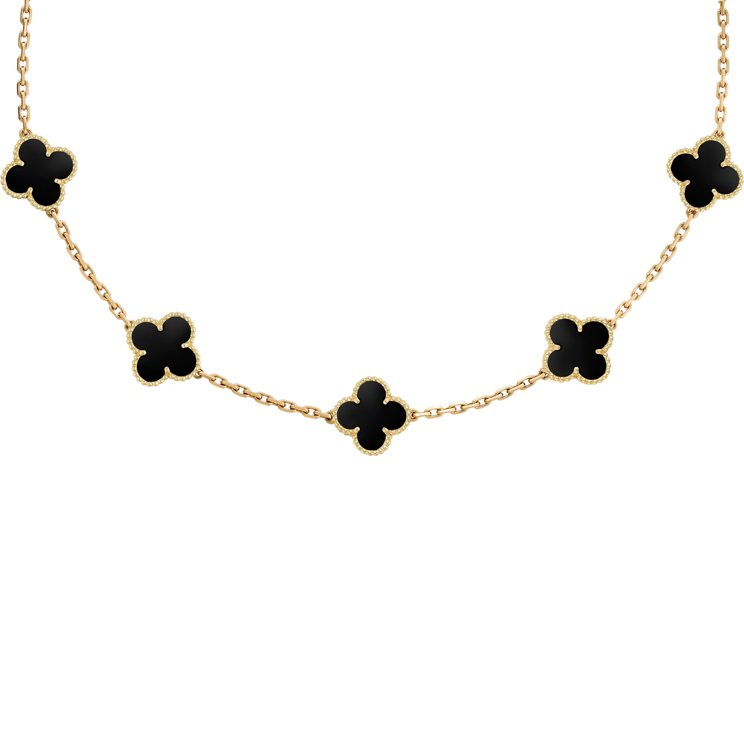 VAN CLEEF VINTAGE ALHAMBRA NECKLACE - GOLD/BLACK