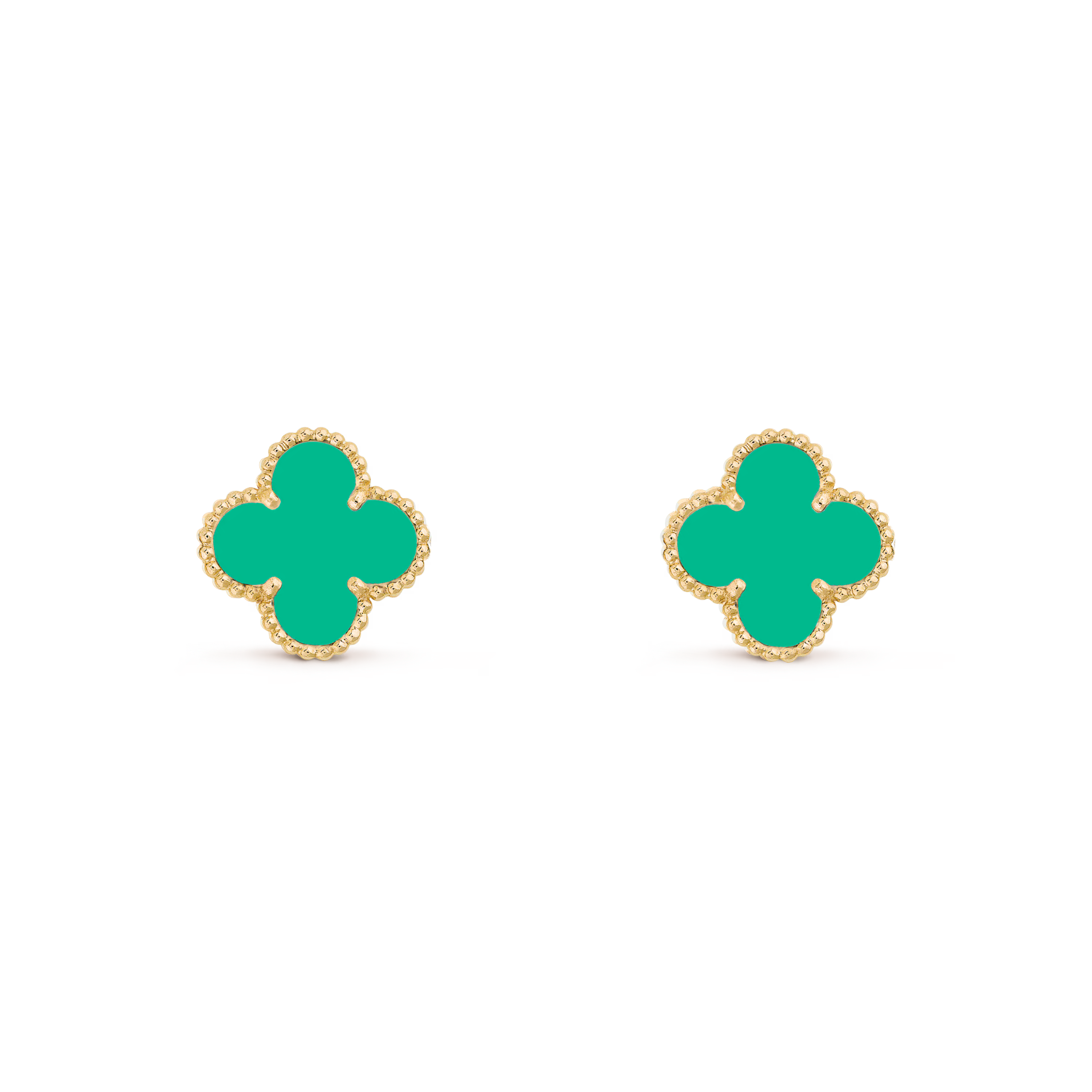 VAN CLEEF VINTAGE ALHAMBRA EARRINGS - GOLD/TEAL