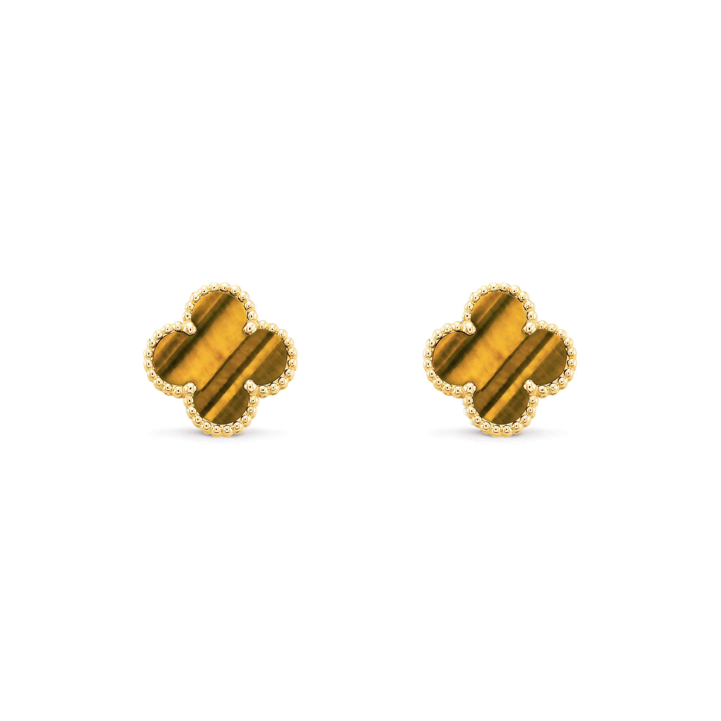 VAN CLEEF VINTAGE ALHAMBRA EARRINGS - GOLD/TIGER EYE