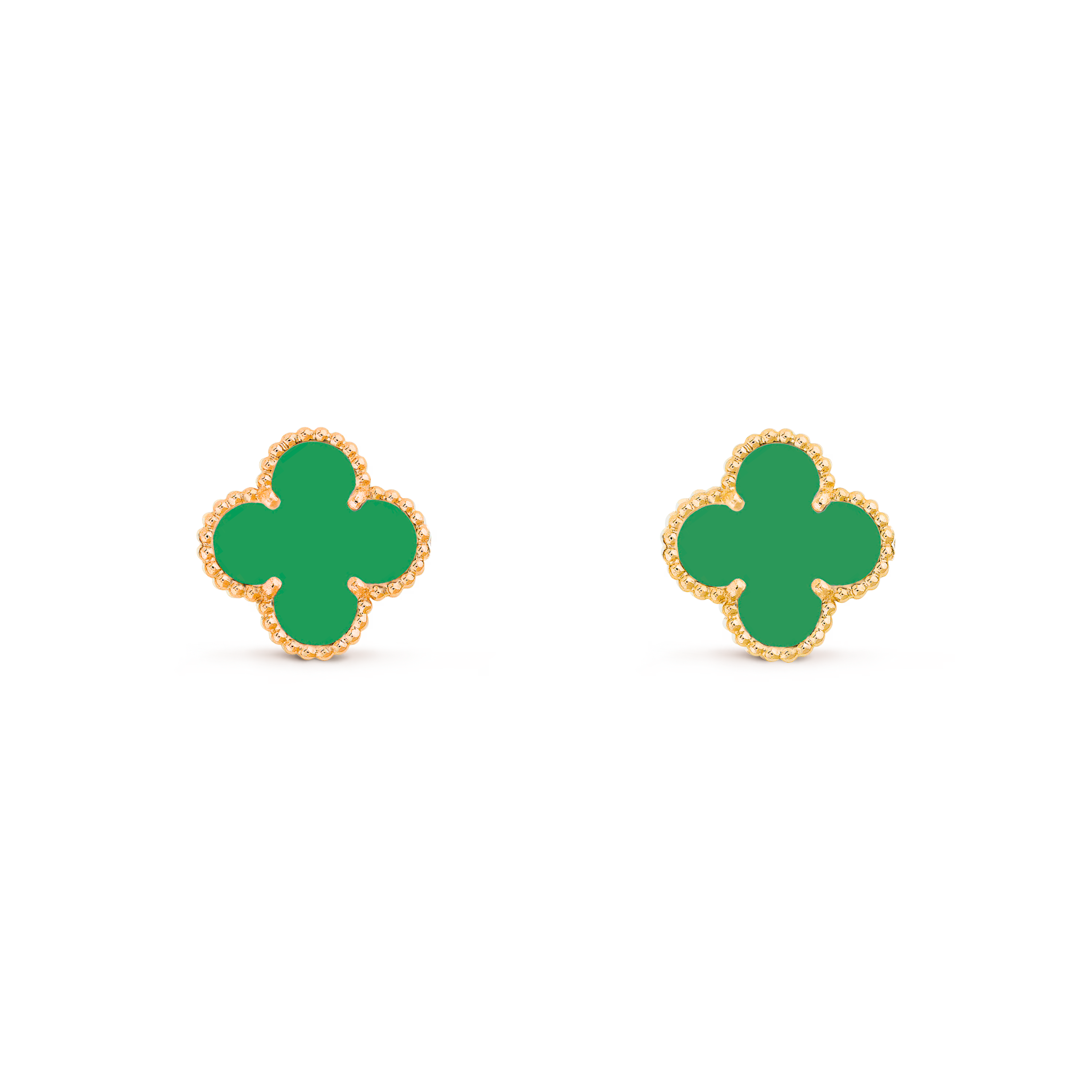VAN CLEEF VINTAGE ALHAMBRA EARRINGS - GOLD/TRUE GREEN