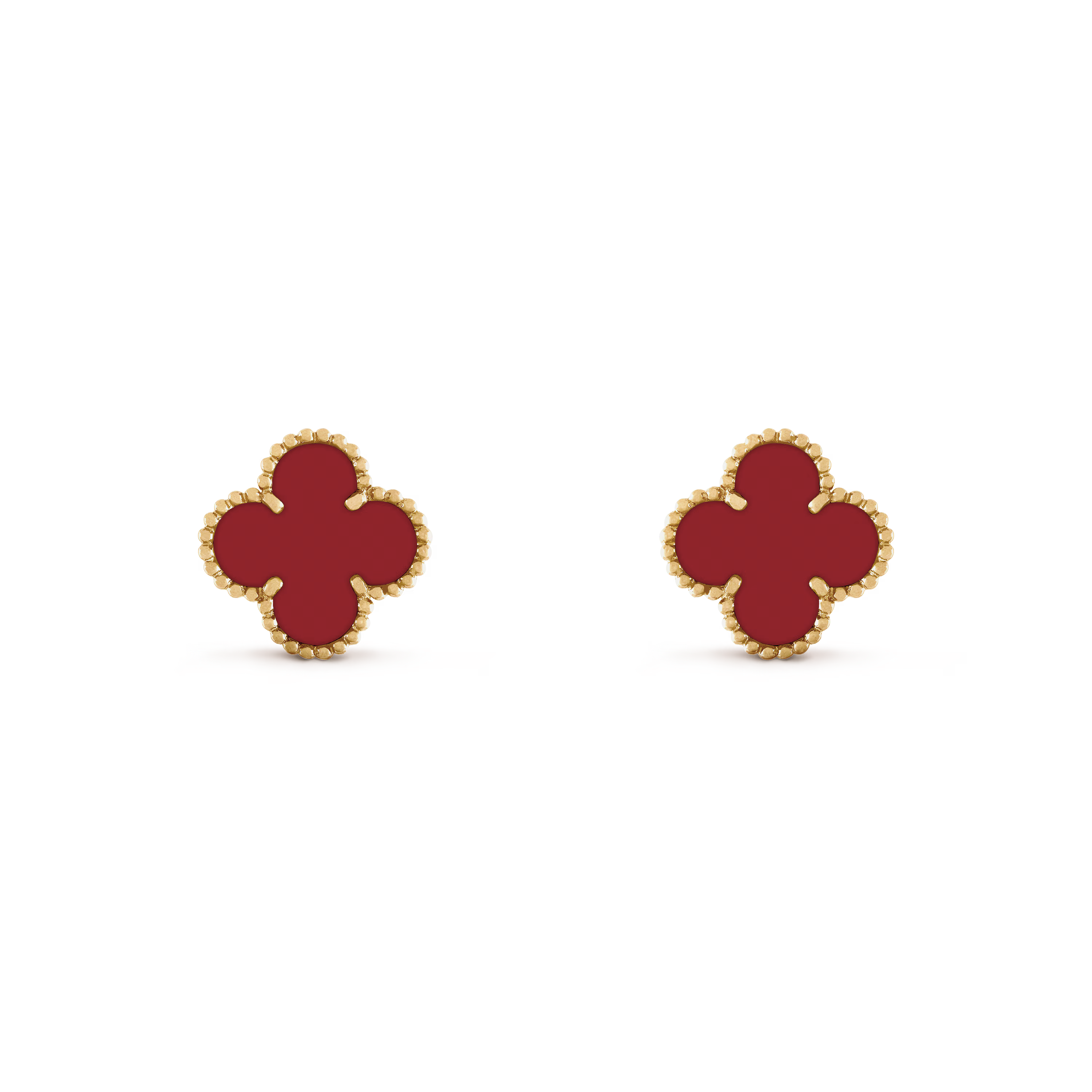 VAN CLEEF VINTAGE ALHAMBRA EARRINGS - GOLD/DEEP RED