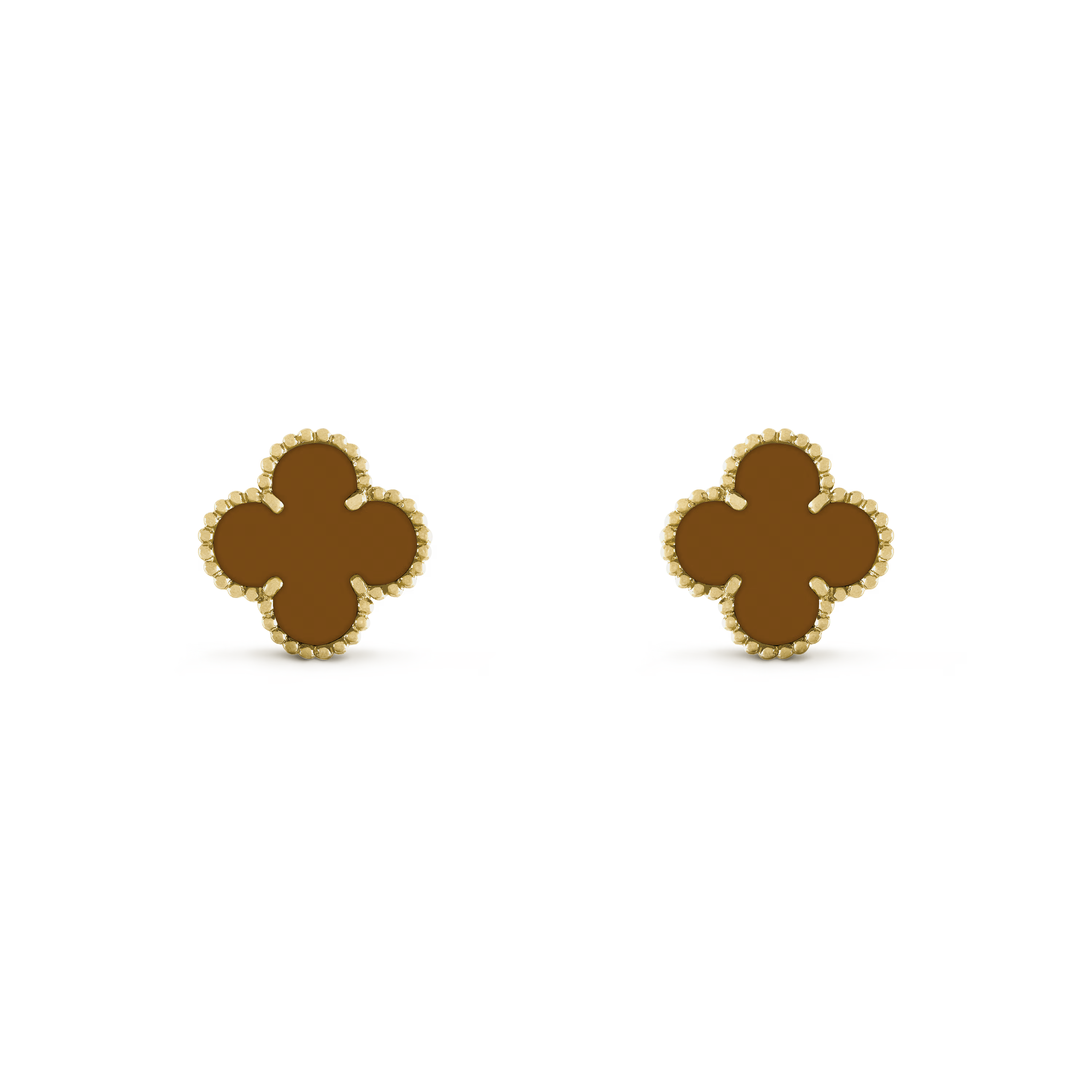 VAN CLEEF VINTAGE ALHAMBRA EARRINGS - GOLD/BROWN