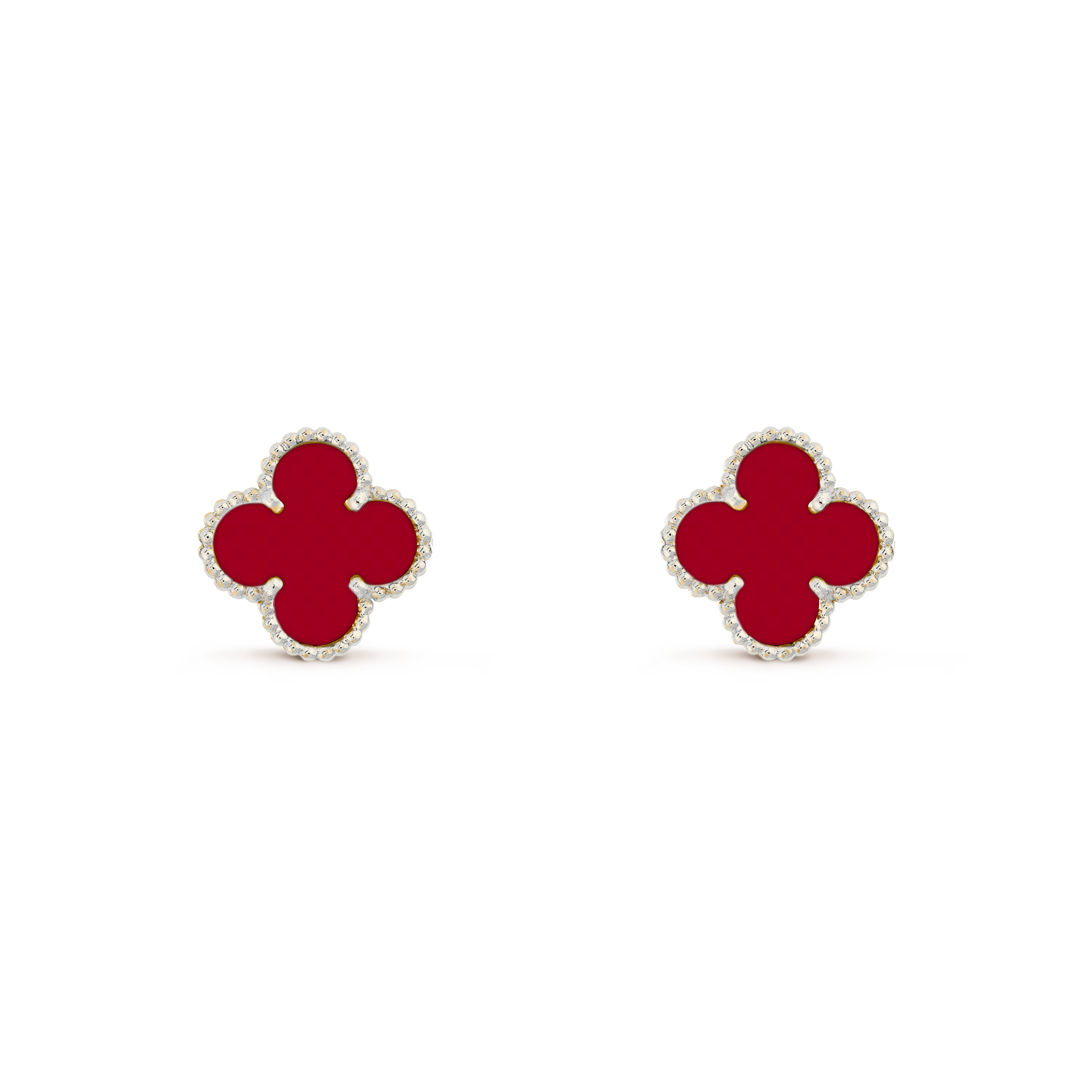 VAN CLEEF VINTAGE ALHAMBRA EARRINGS - SILVER/DEEP RED